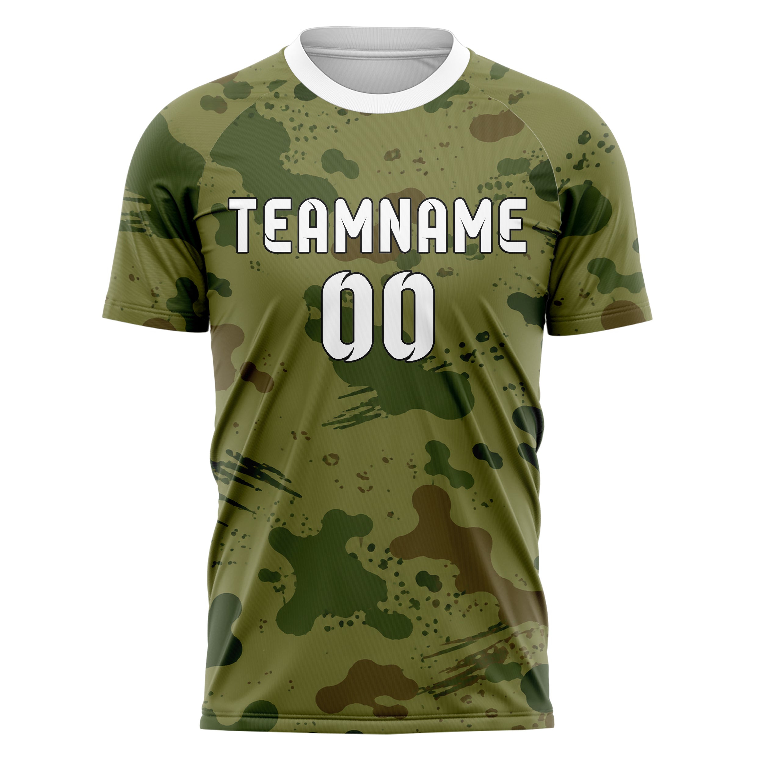 Olivgruen erdiges Camouflage Fashion Camo Blobs Design 07-0020 individuelles Fußballtrikot front
