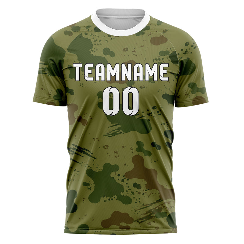 Olivgruen erdiges Camouflage Fashion Camo Blobs Design 07-0020 individuelles Fußballtrikot front