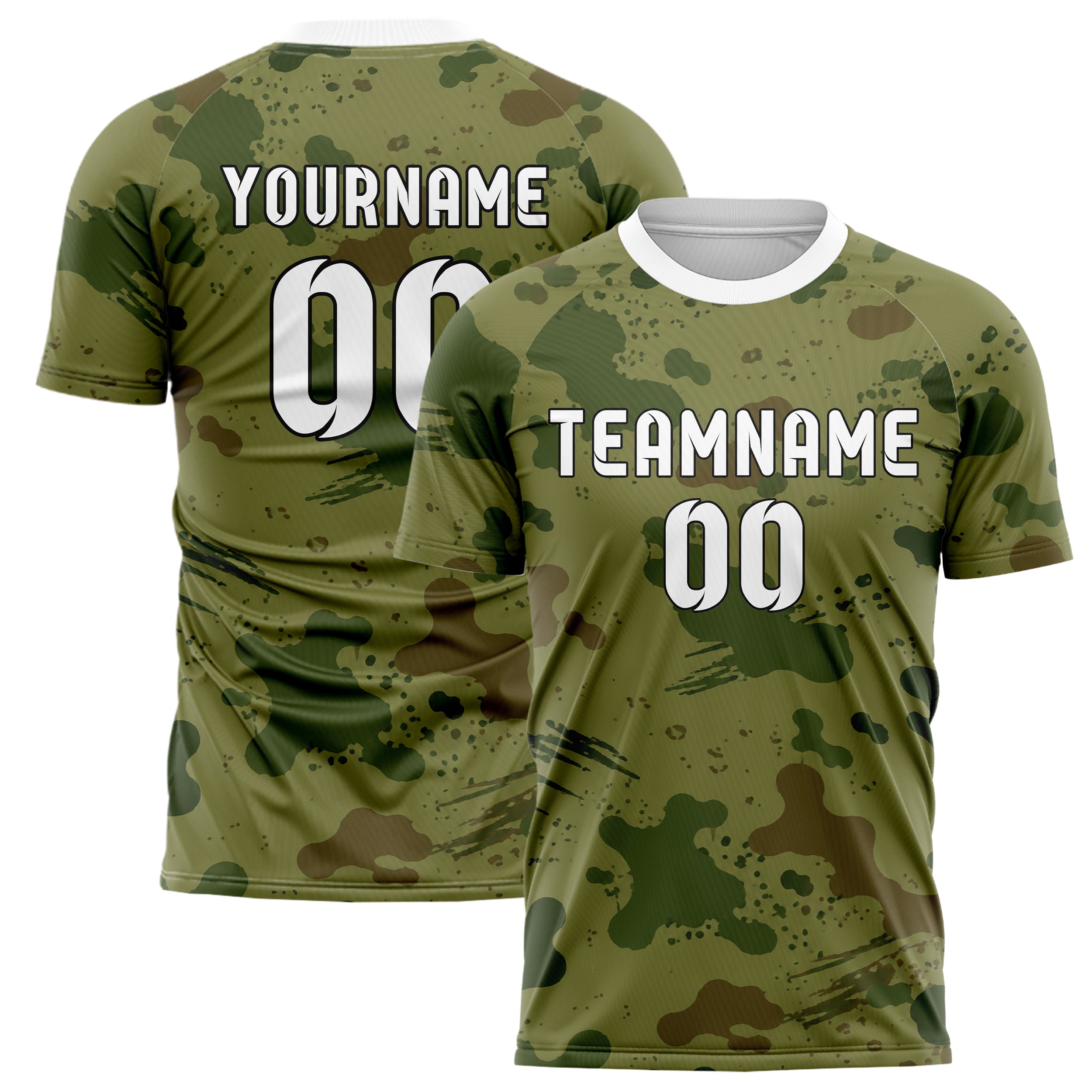 Olivgruen erdiges Camouflage Fashion Camo Blobs Design 07-0020 individuelles Fußballtrikot main