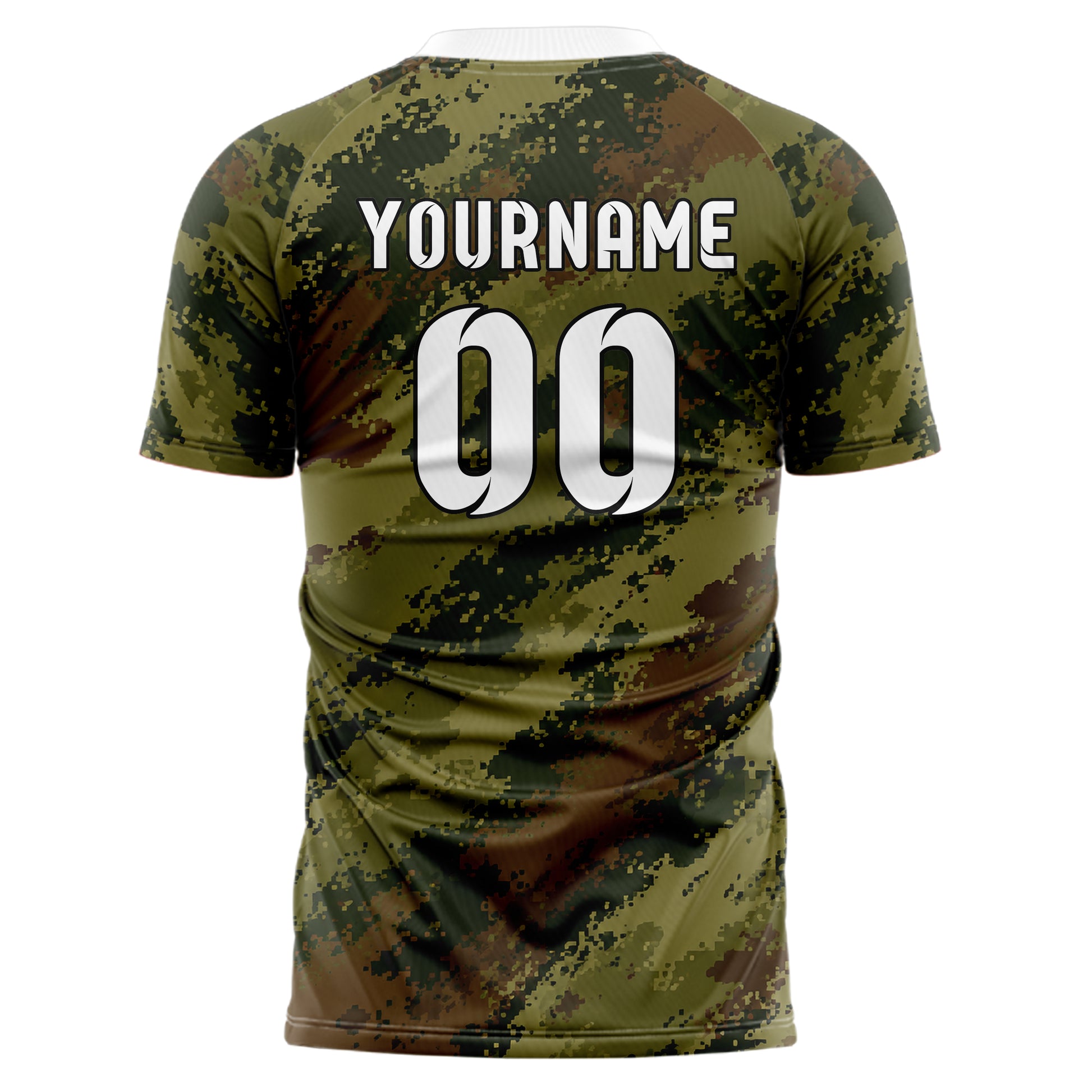 Olivgruen erdiges Camouflage Fashion Camo Blobs Design 07-0026 individuelles Fußballtrikot back