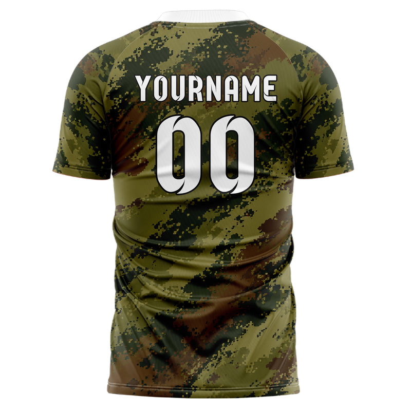 Olivgruen erdiges Camouflage Fashion Camo Blobs Design 07-0026 individuelles Fußballtrikot back