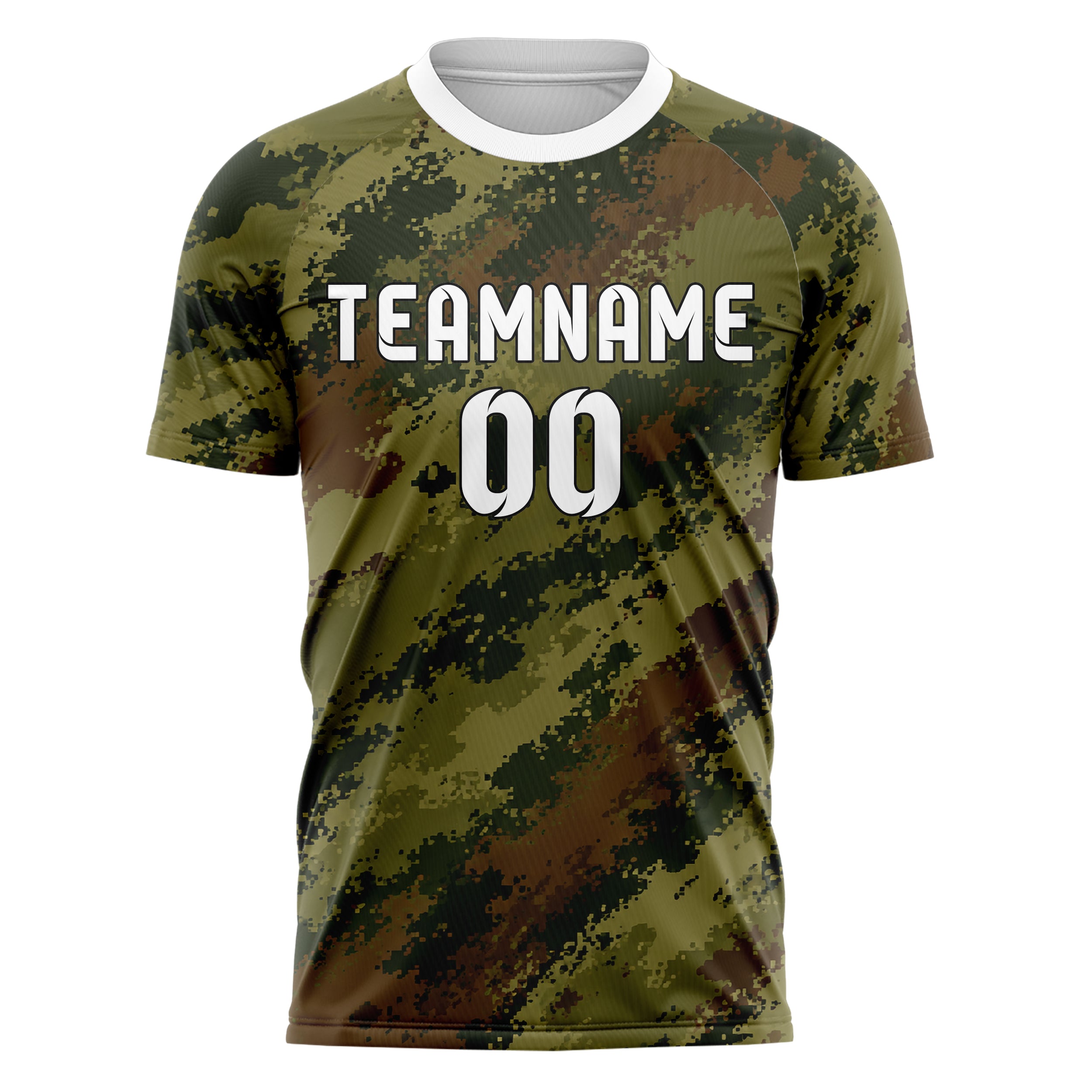 Olivgruen erdiges Camouflage Fashion Camo Blobs Design 07-0026 individuelles Fußballtrikot front