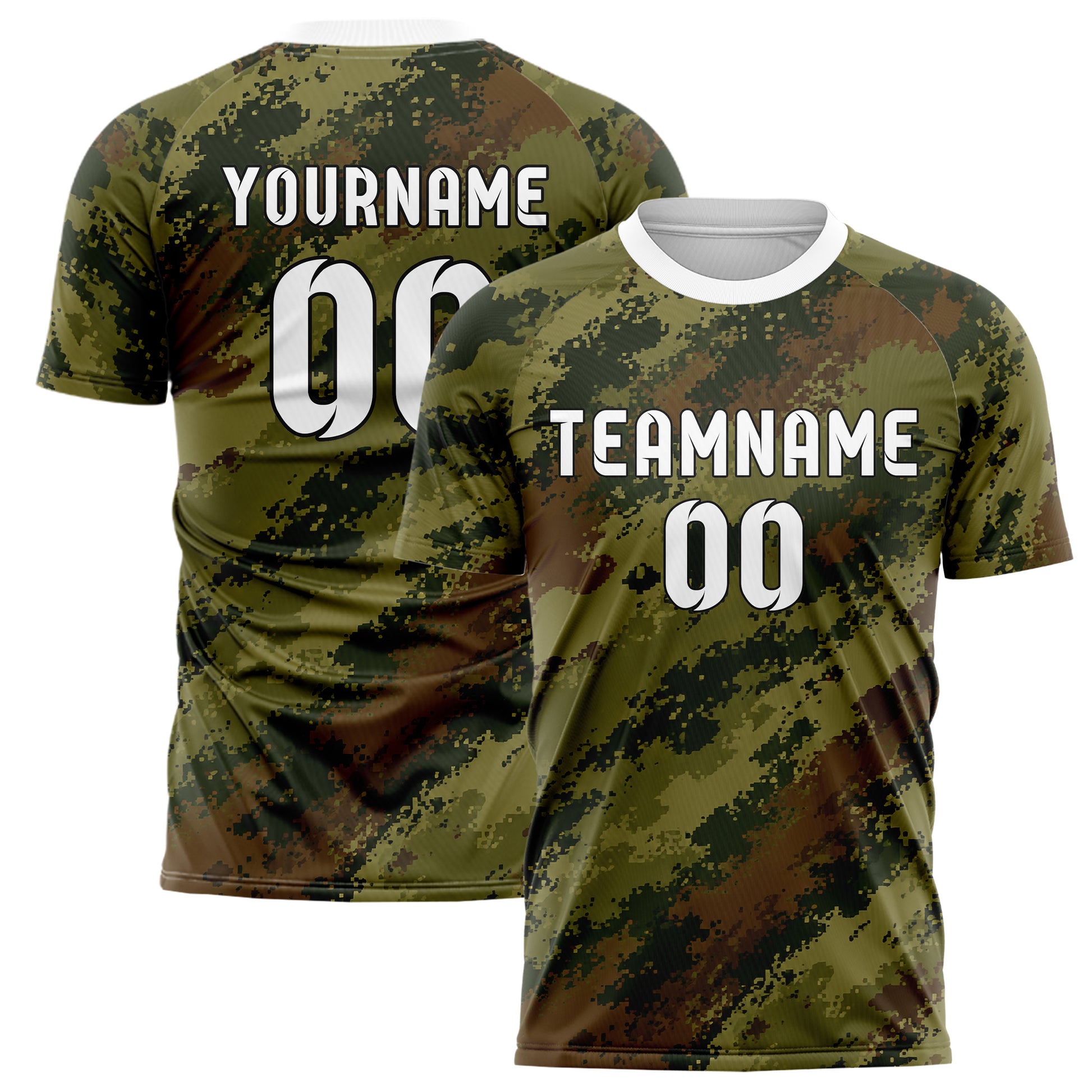 Olivgruen erdiges Camouflage Fashion Camo Blobs Design 07-0026 individuelles Fußballtrikot main