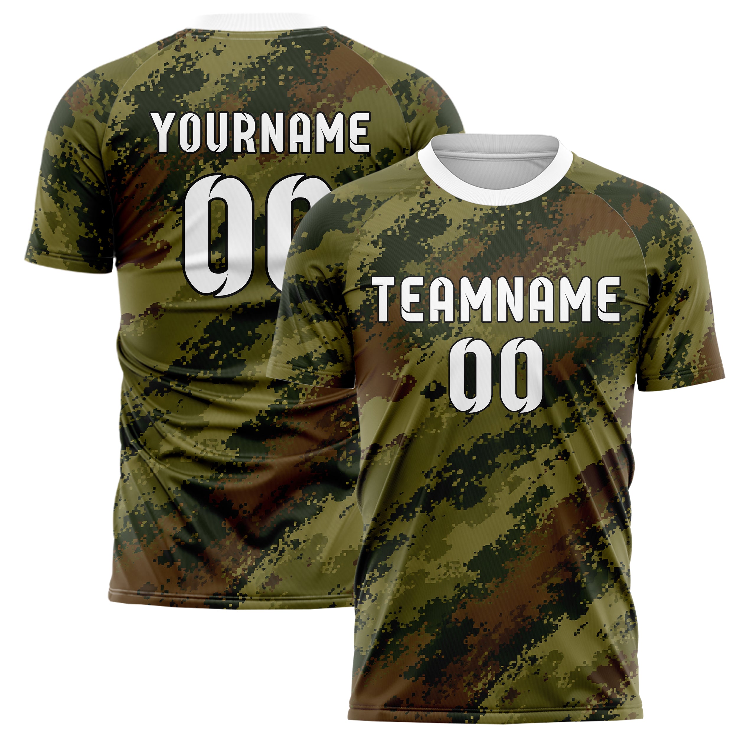 Olivgruen erdiges Camouflage Fashion Camo Blobs Design 07-0026 individuelles Fußballtrikot main