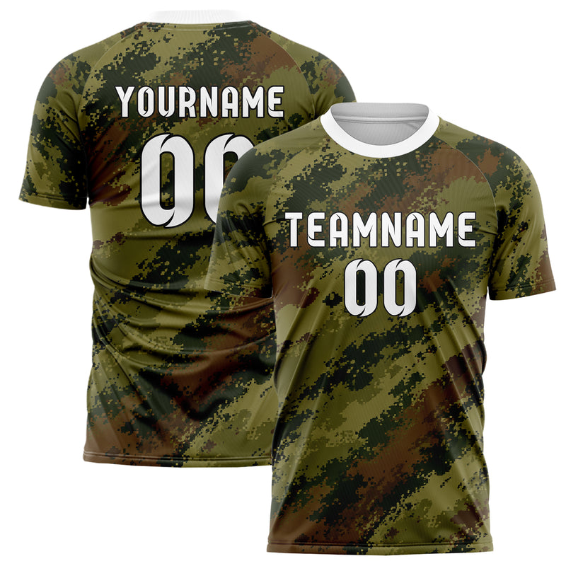 Olivgruen erdiges Camouflage Fashion Camo Blobs Design 07-0026 individuelles Fußballtrikot main