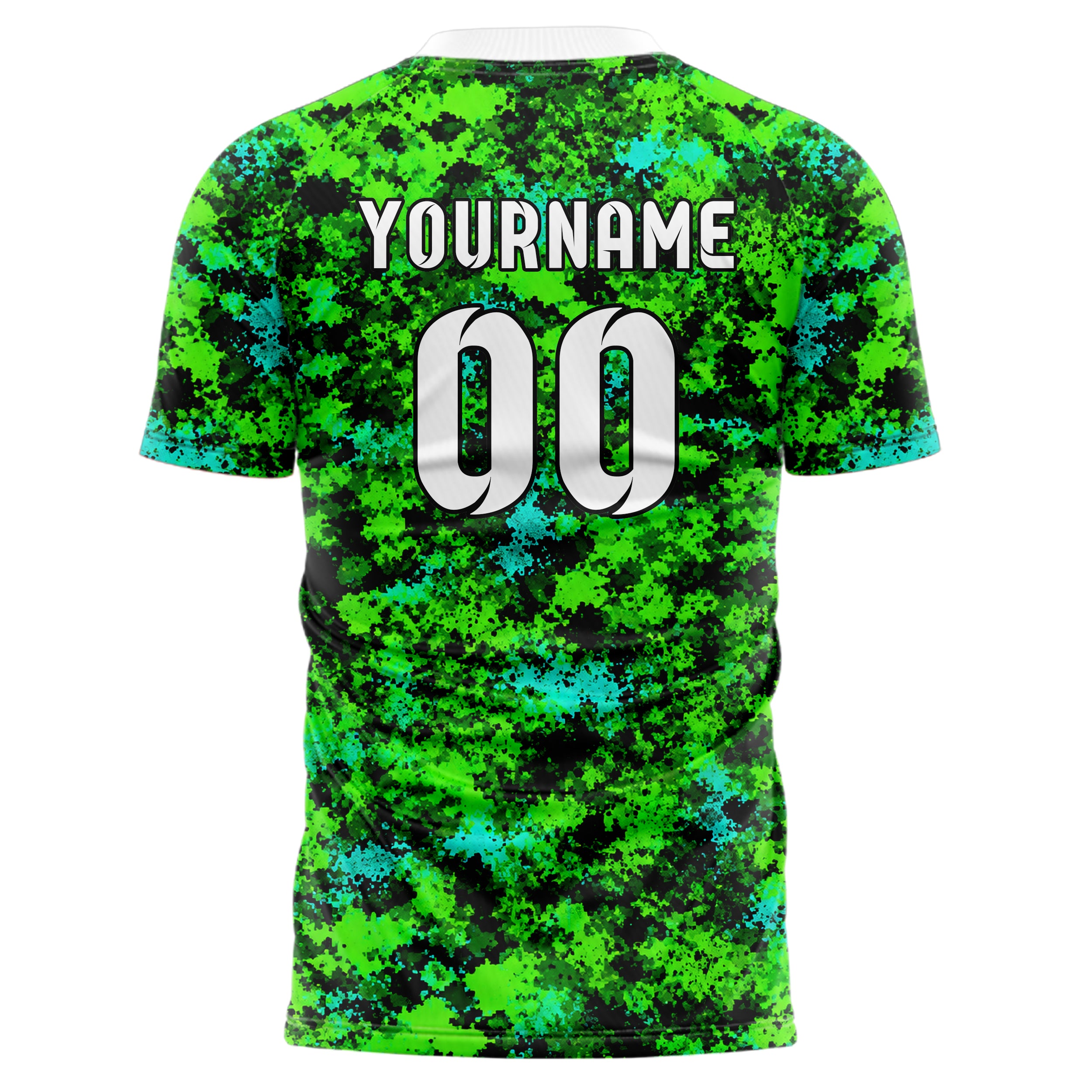 Neongruen lebendiges Camouflage Micro Camo Design 07-0015 individuelles Fußballtrikot back