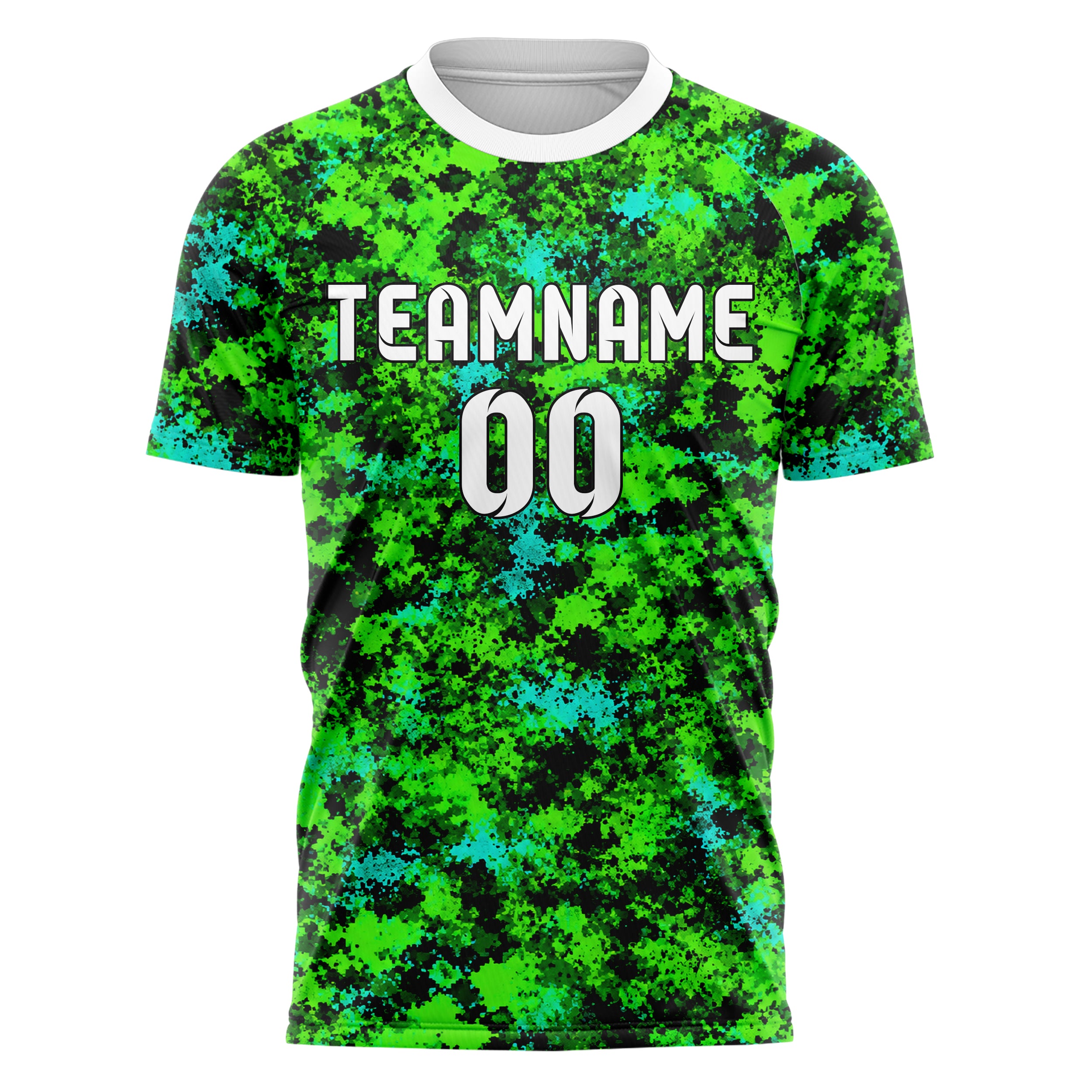 Neongruen lebendiges Camouflage Micro Camo Design 07-0015 individuelles Fußballtrikot front