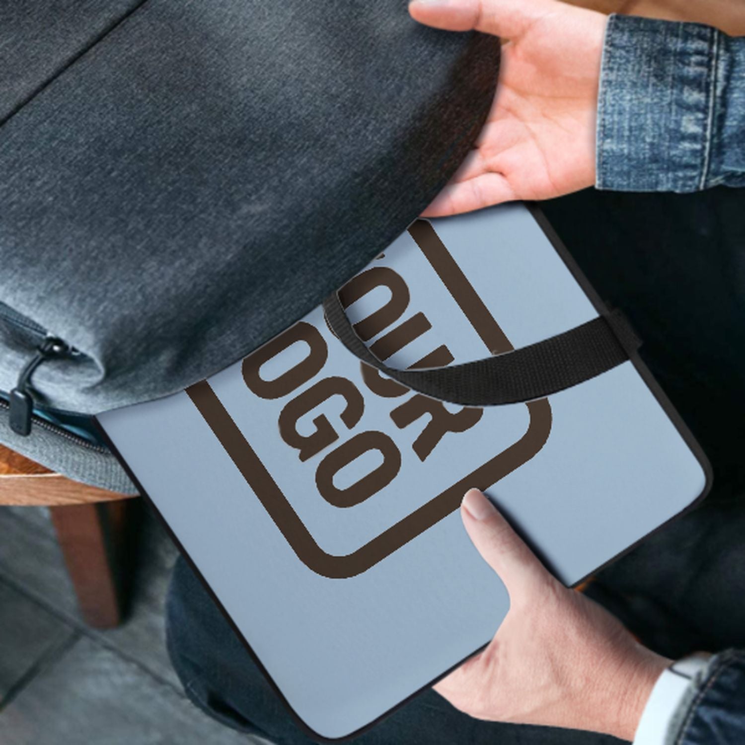 Maßgeschneidertes Hellblau Brown Laptop Tasche