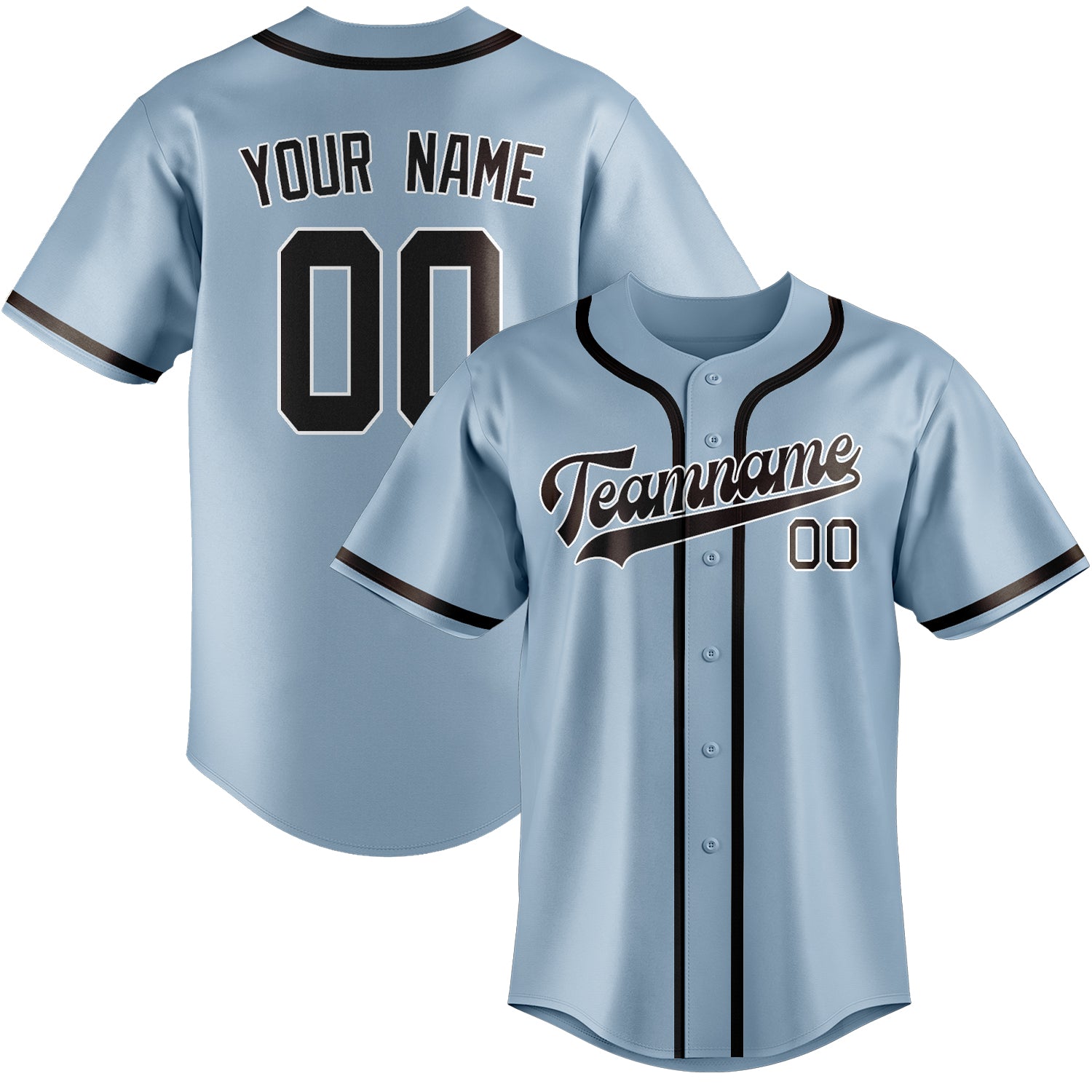 Benutzerdefiniertes Professionelles Hellblau Braun Baseballtrikot