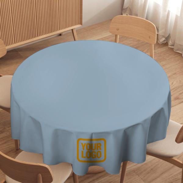 Maßgeschneidertes Hellblau Gelb Runde Tischdecke