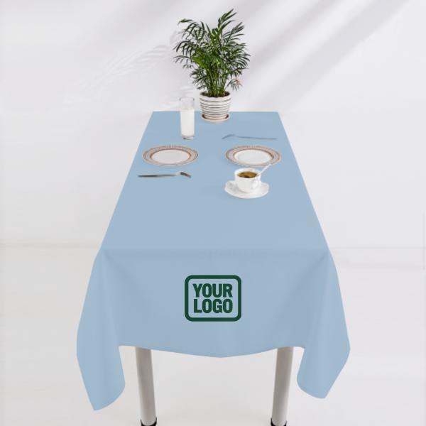 Tovaglia quadrata personalizzata color azzurro chiaro e verde oliva scuro