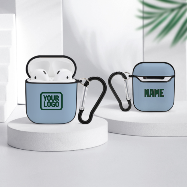 Maßgeschneidertes Hellblau Moosgrün AirPods-Hülle