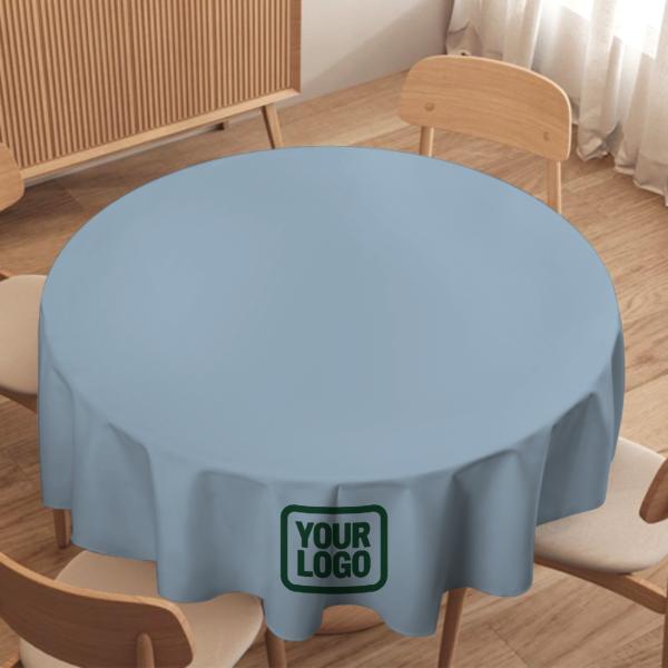 Maßgeschneidertes Hellblau Moosgrün Runde Tischdecke