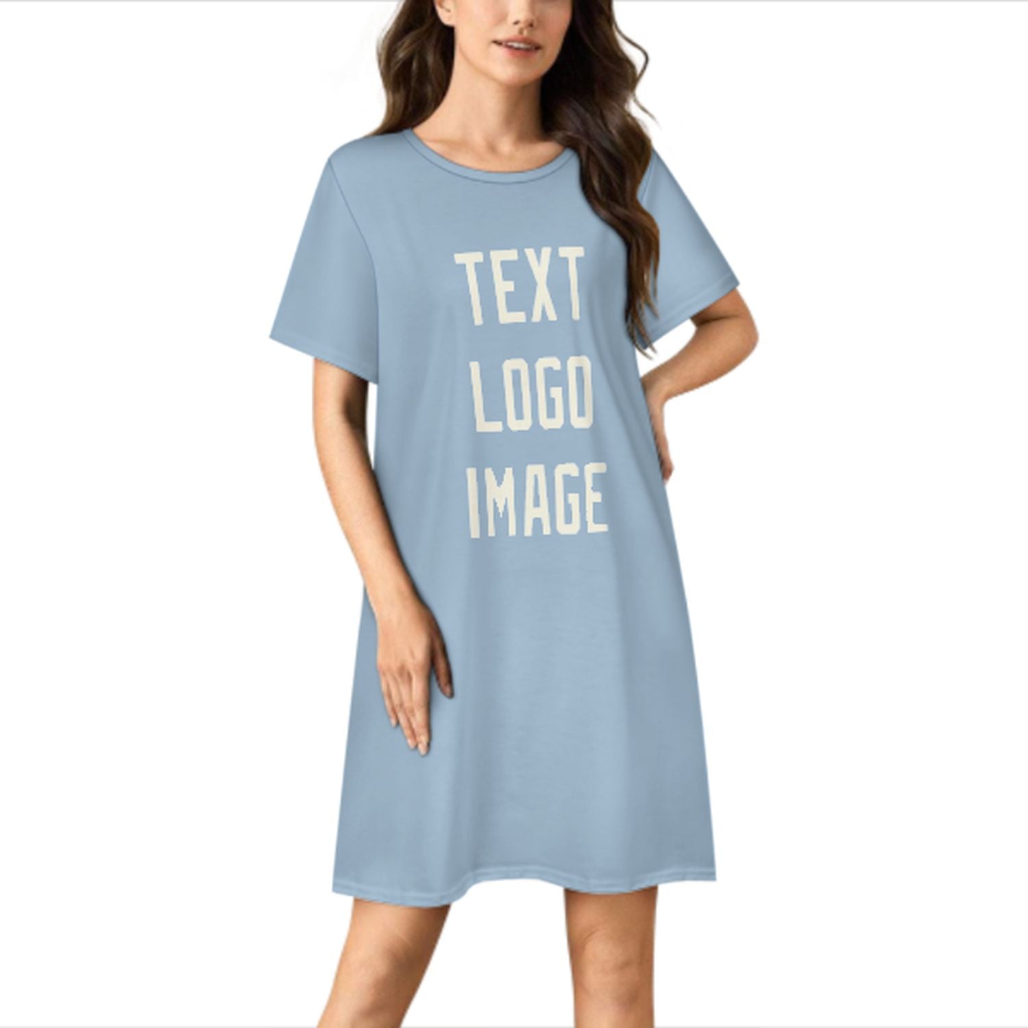Camicia da notte su misura beige azzurro