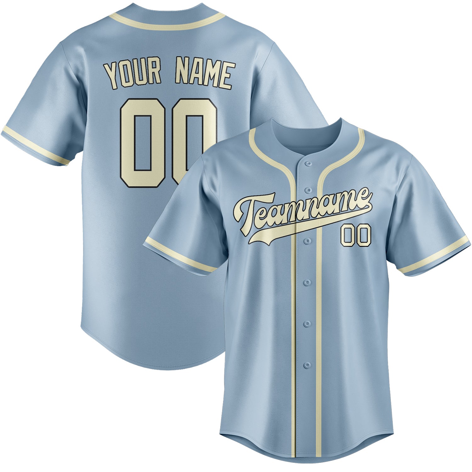 Benutzerdefiniertes Professionelles Hellblau Beige Baseballtrikot