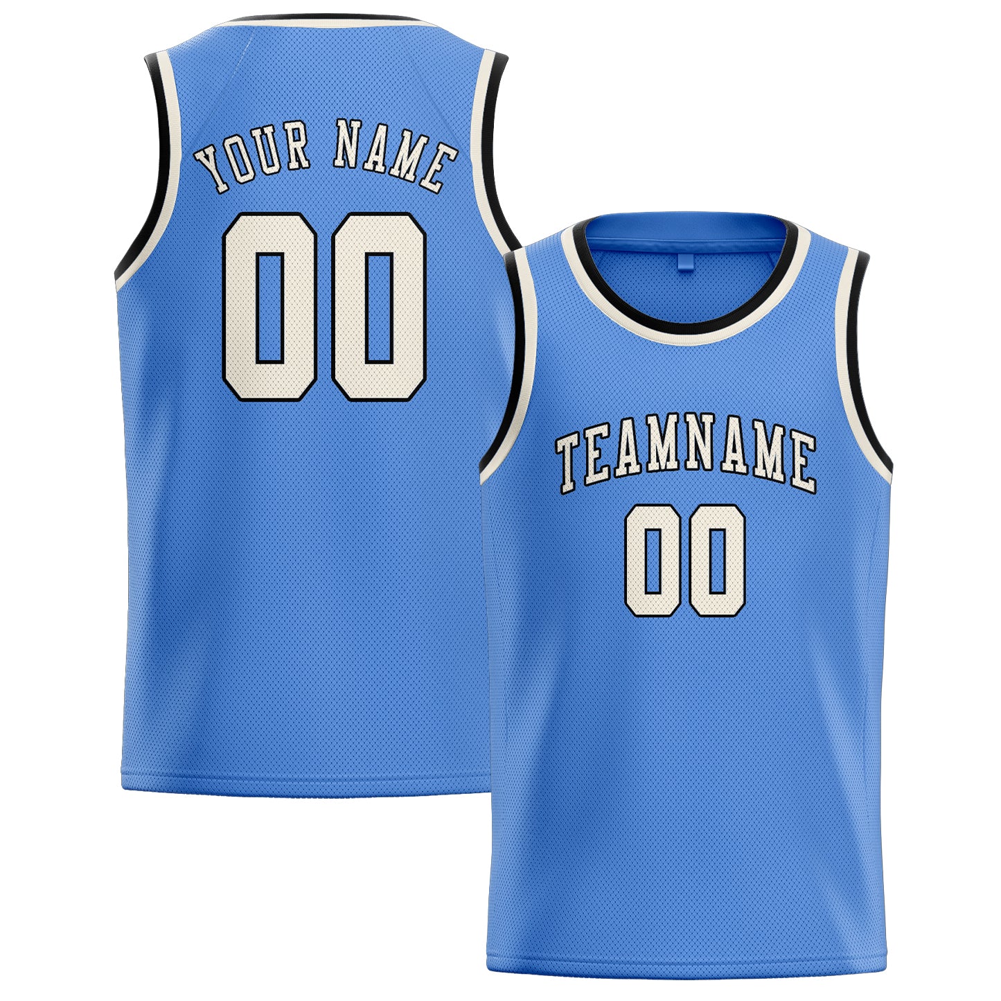 Benutzerdefiniertes Professionelles Hellblau Beige Basketballtrikot