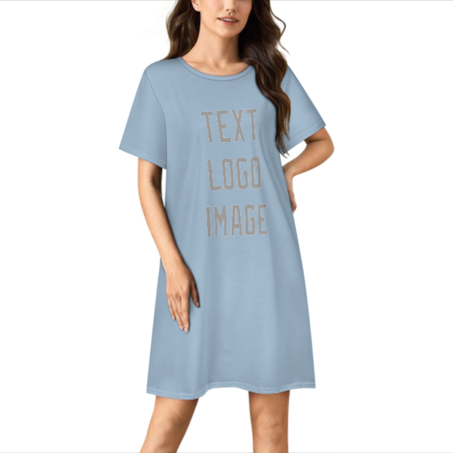 Camicia da notte su misura blu chiaro e grigia
