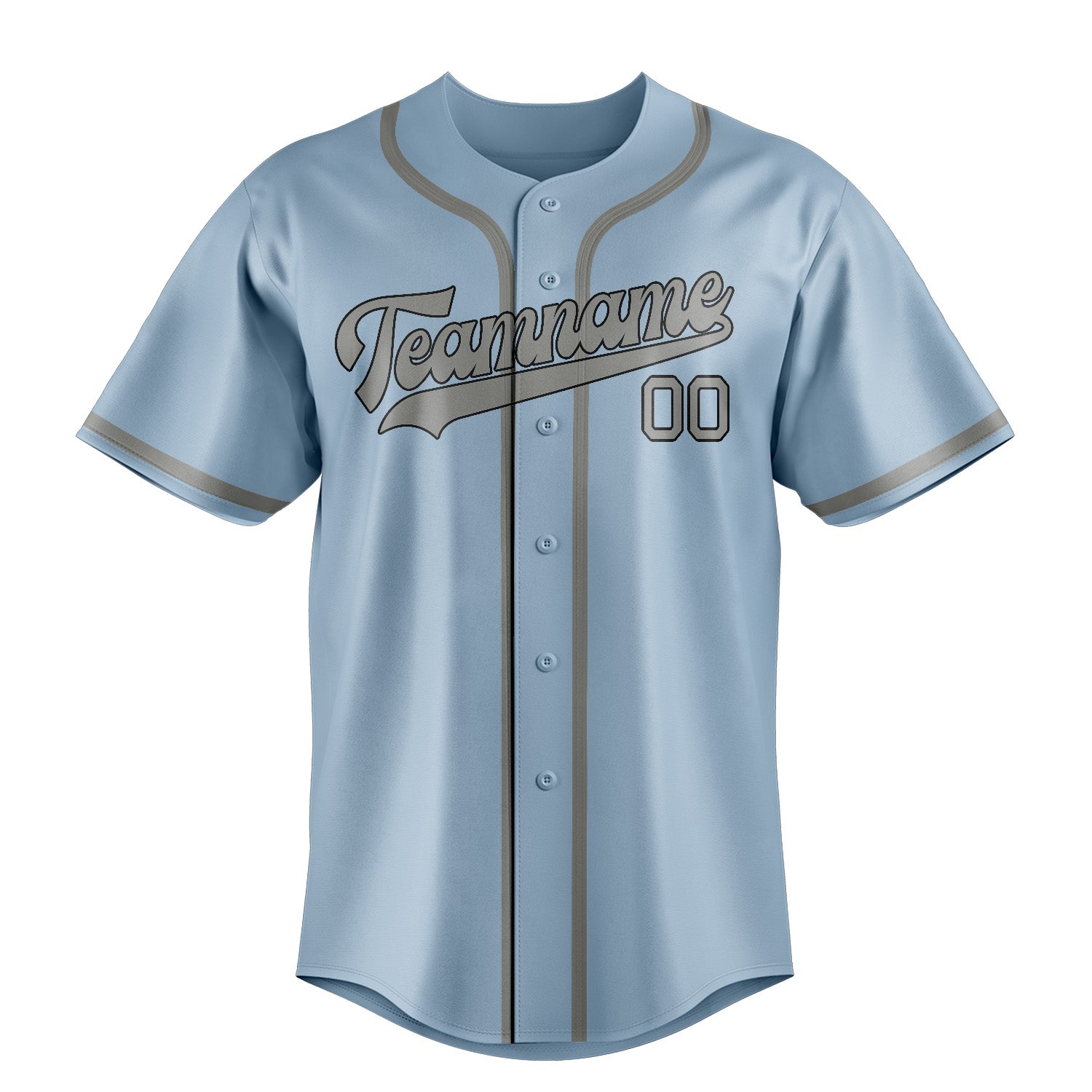 Benutzerdefiniertes Professionelles Hellblau Grau Baseballtrikot