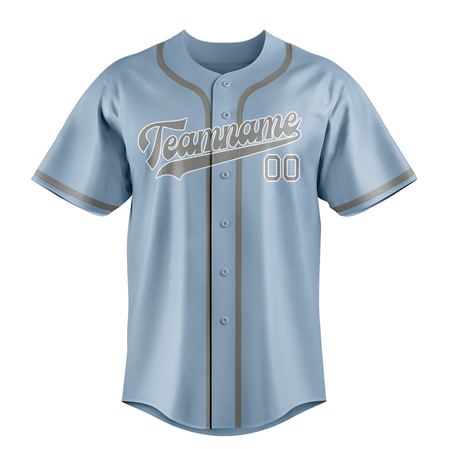 Benutzerdefiniertes Professionelles Hellblau Grau Baseballtrikot