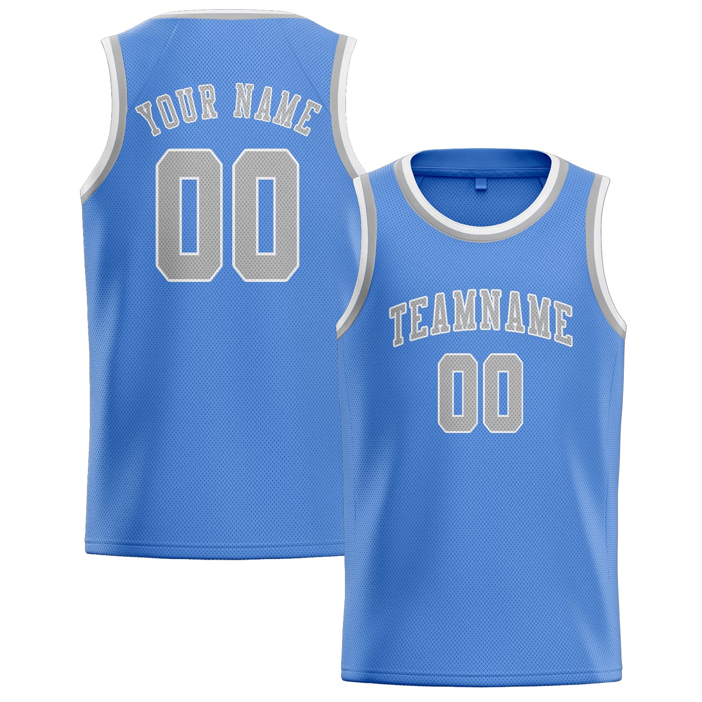 Benutzerdefiniertes Professionelles Hellblau Grau Basketballtrikot