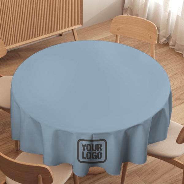 Maßgeschneidertes Hellblau Dunkelgrau Runde Tischdecke