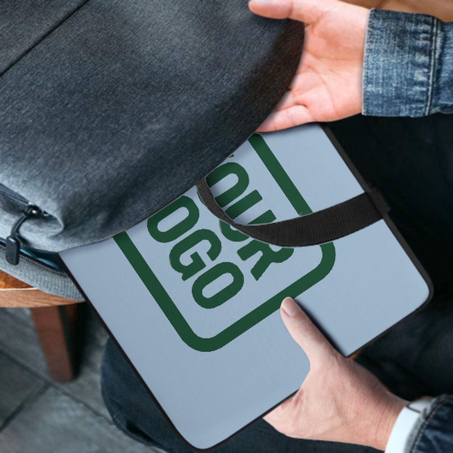 Sac pour ordinateur portable personnalisé bleu clair vert