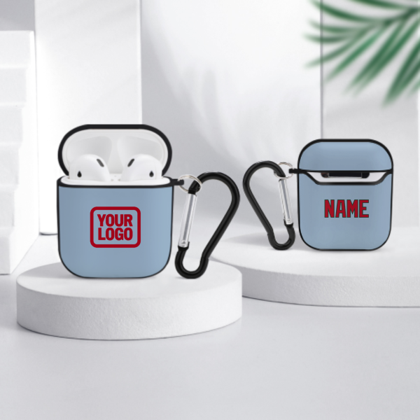 Maßgeschneidertes Hellblau Rot AirPods-Hülle
