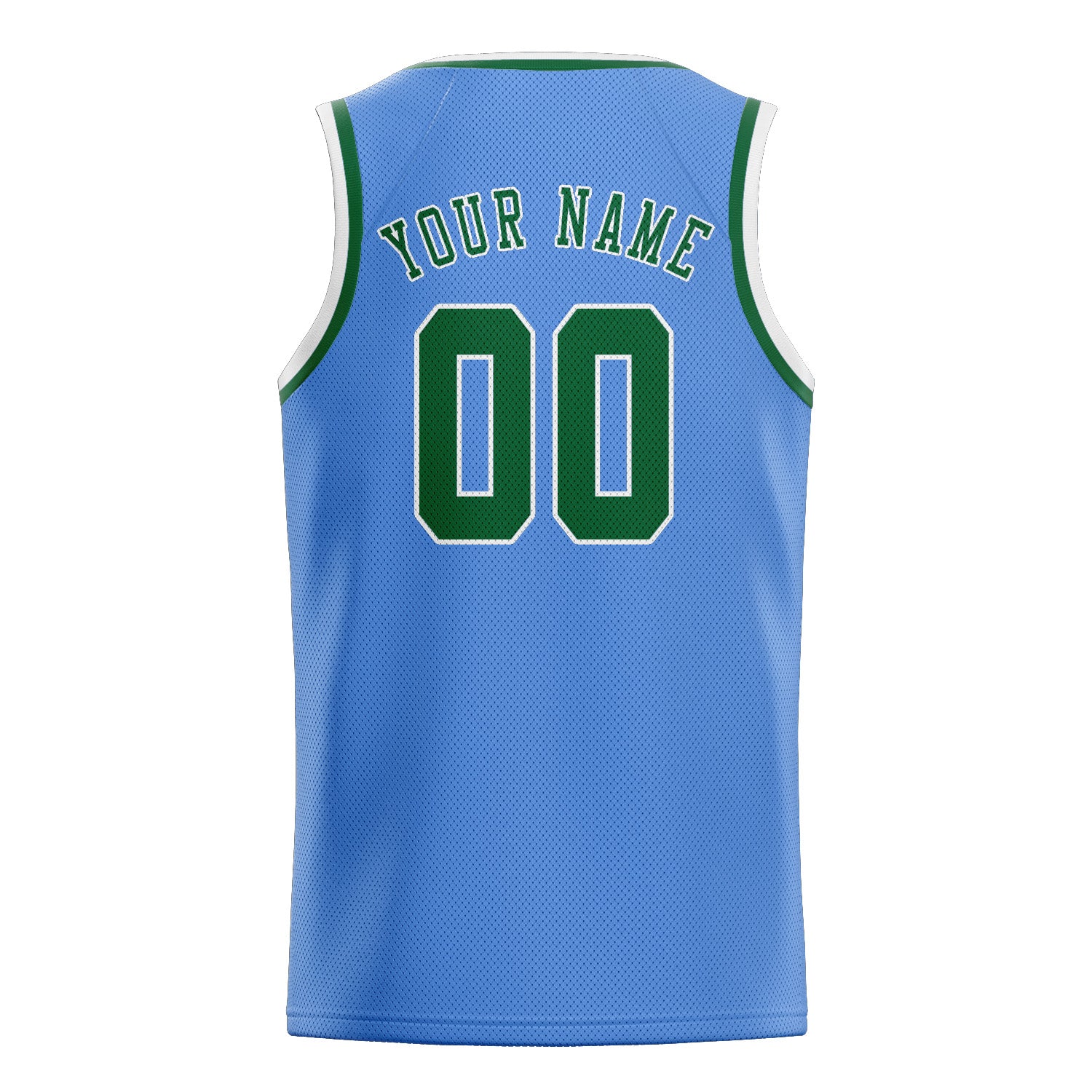 Benutzerdefiniertes Professionelles Hellblau Moosgrün Basketballtrikot