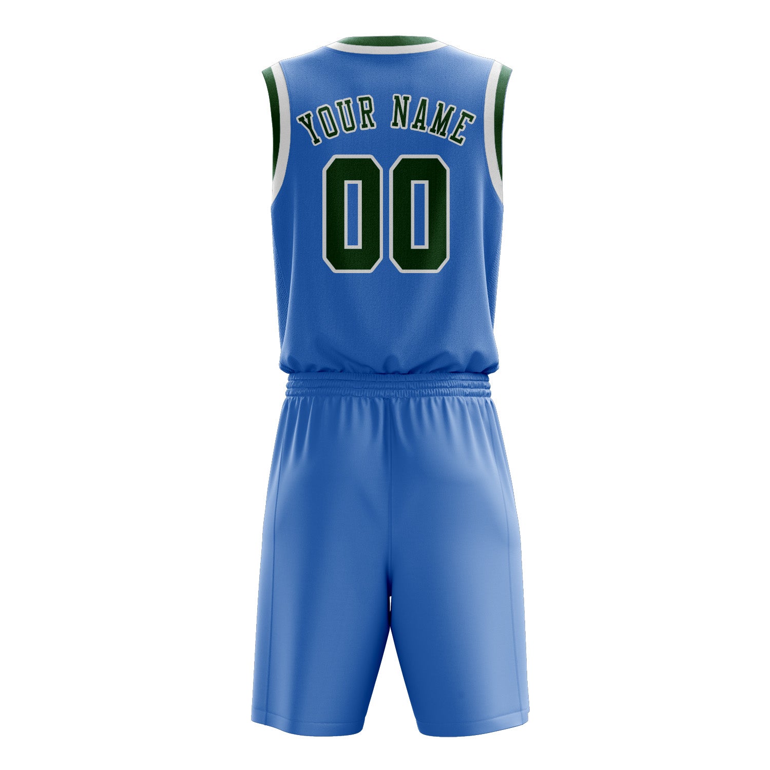 Benutzerdefiniertes Professionelles Hellblau Moosgrün Basketballtrikot-Set