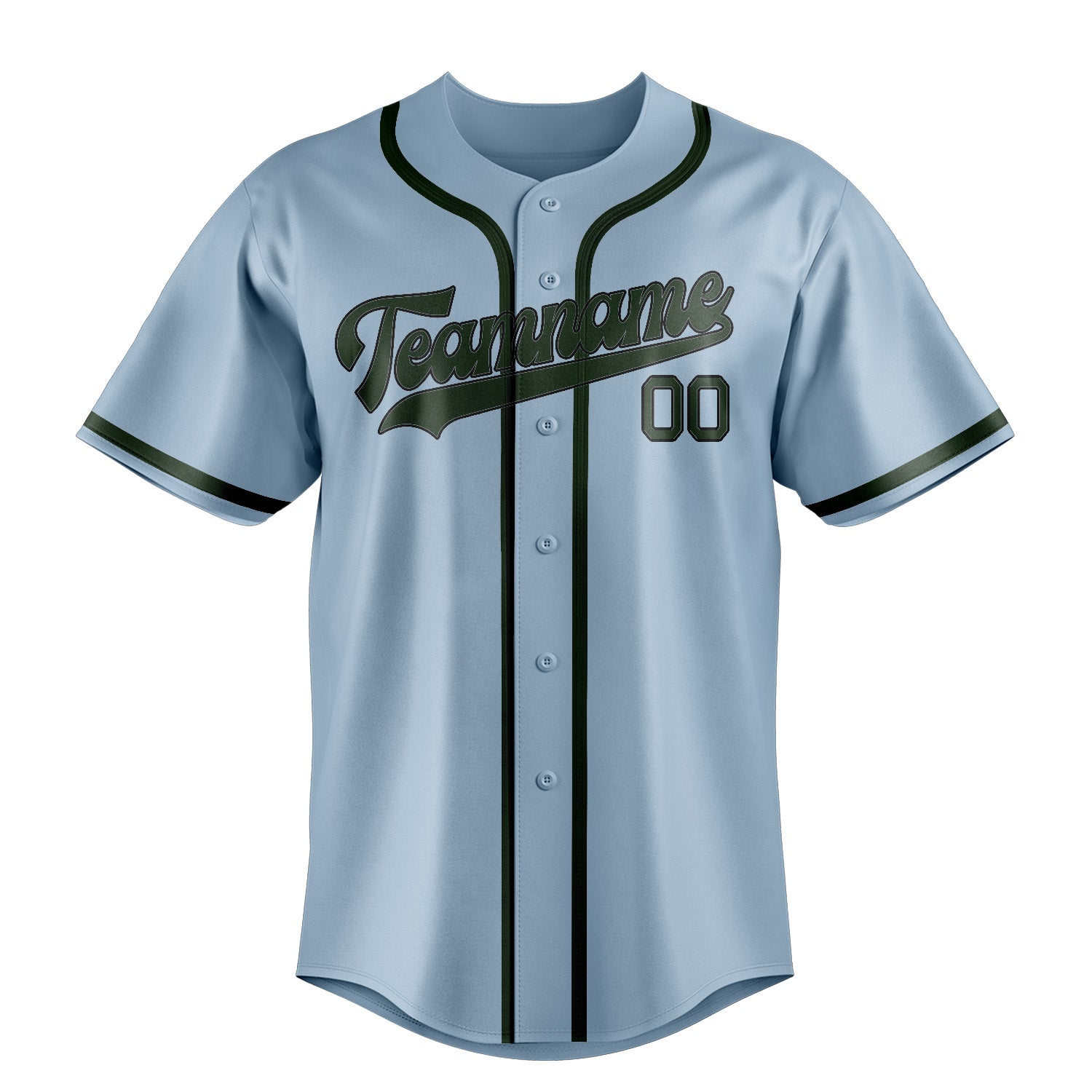 Benutzerdefiniertes Professionelles Hellblau Tannengrün Baseballtrikot
