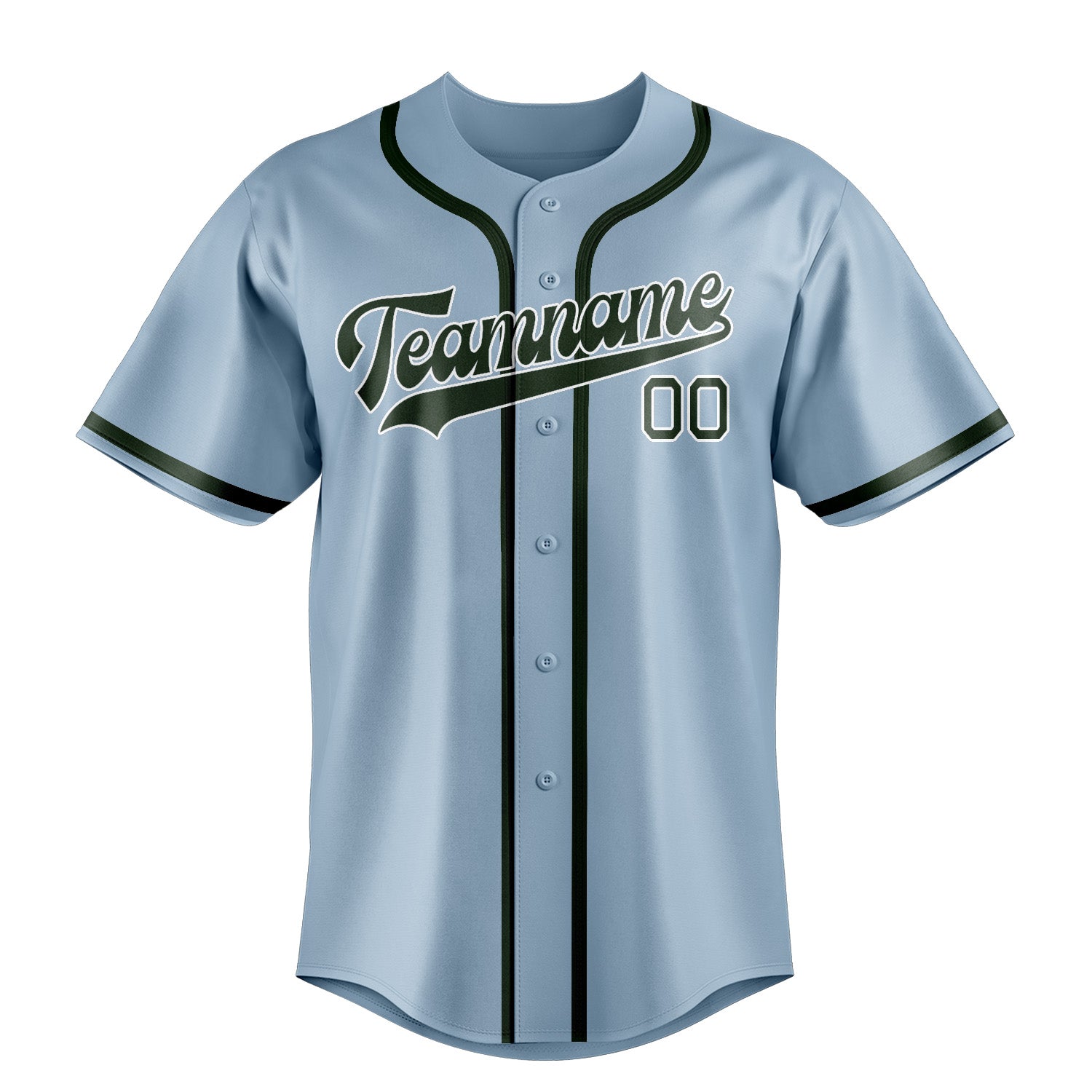 Benutzerdefiniertes Professionelles Hellblau Tannengrün Baseballtrikot