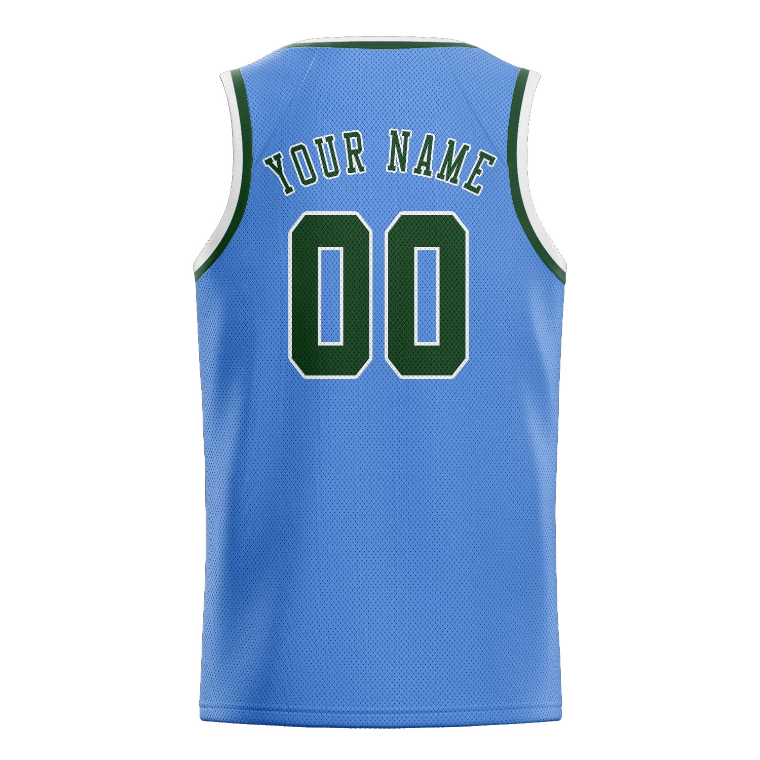 Benutzerdefiniertes Professionelles Hellblau Tannengrün Basketballtrikot