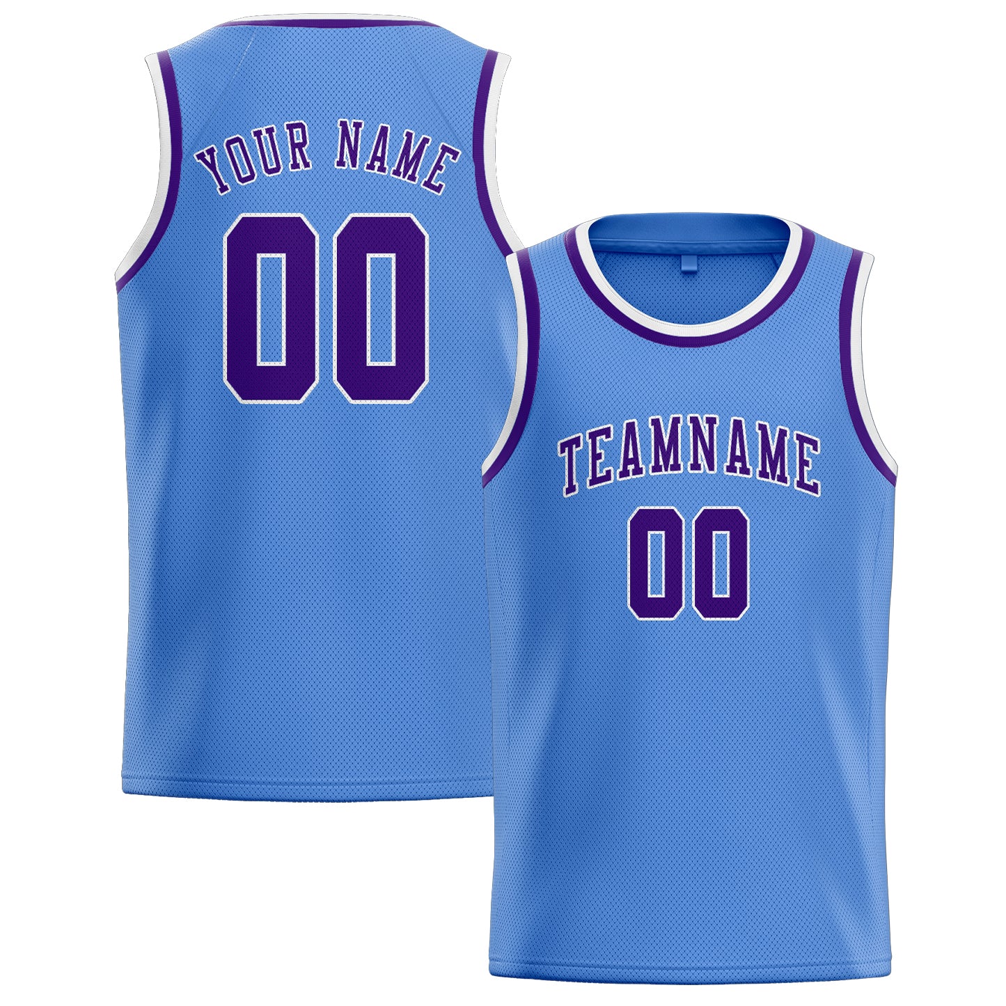 Benutzerdefiniertes Professionelles Hellblau Lila Basketballtrikot