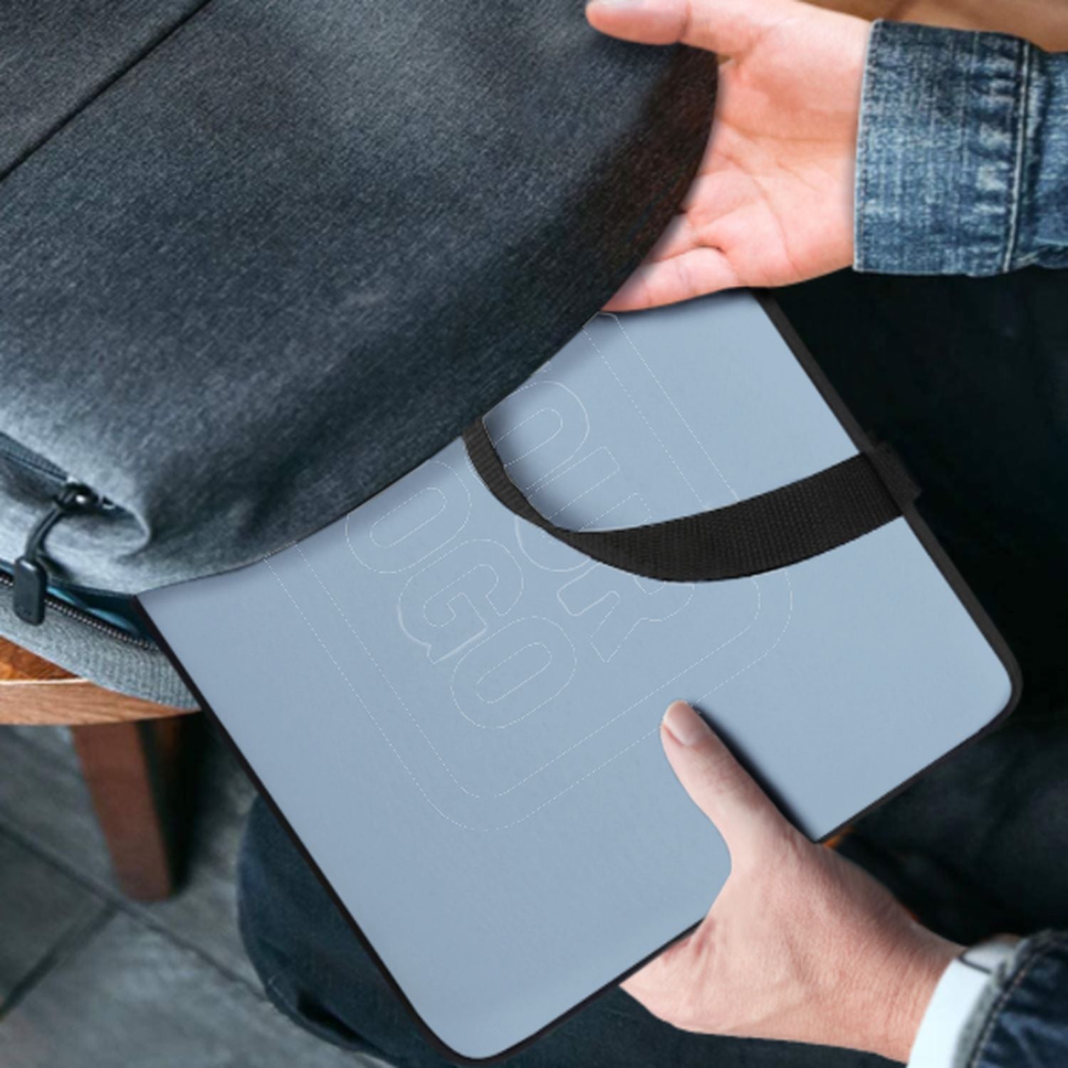 Sac pour ordinateur portable bleu clair personnalisé