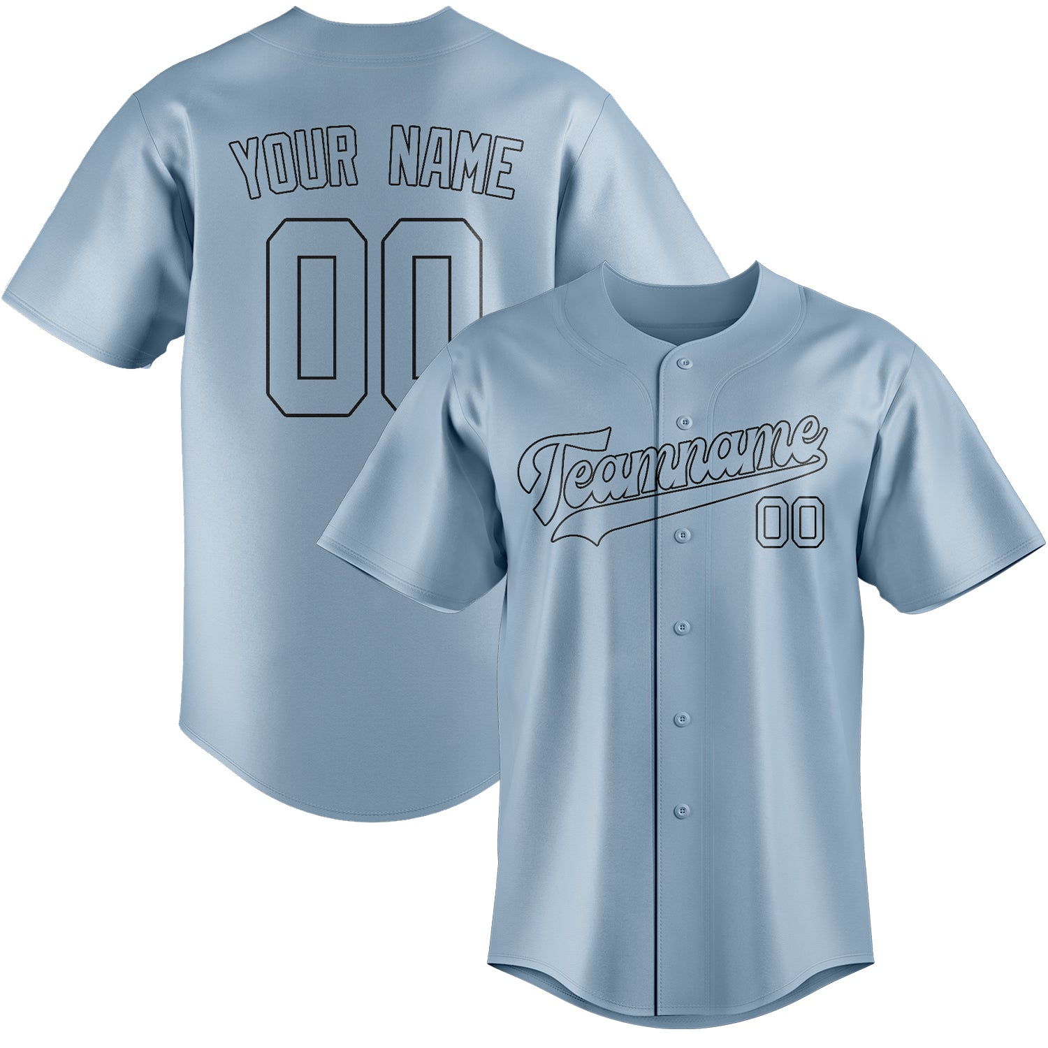 Benutzerdefiniertes Professionelles Hellblau Schwarz Baseballtrikot