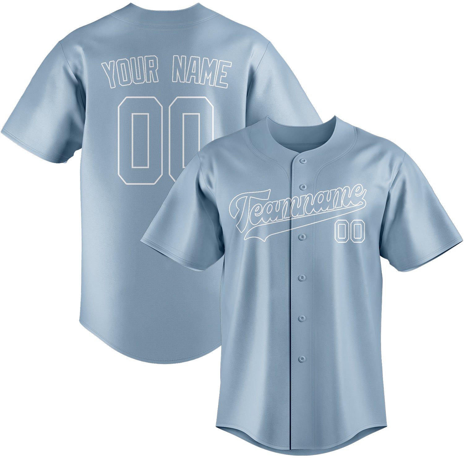 Benutzerdefiniertes Professionelles Hellblau Weiß Baseballtrikot