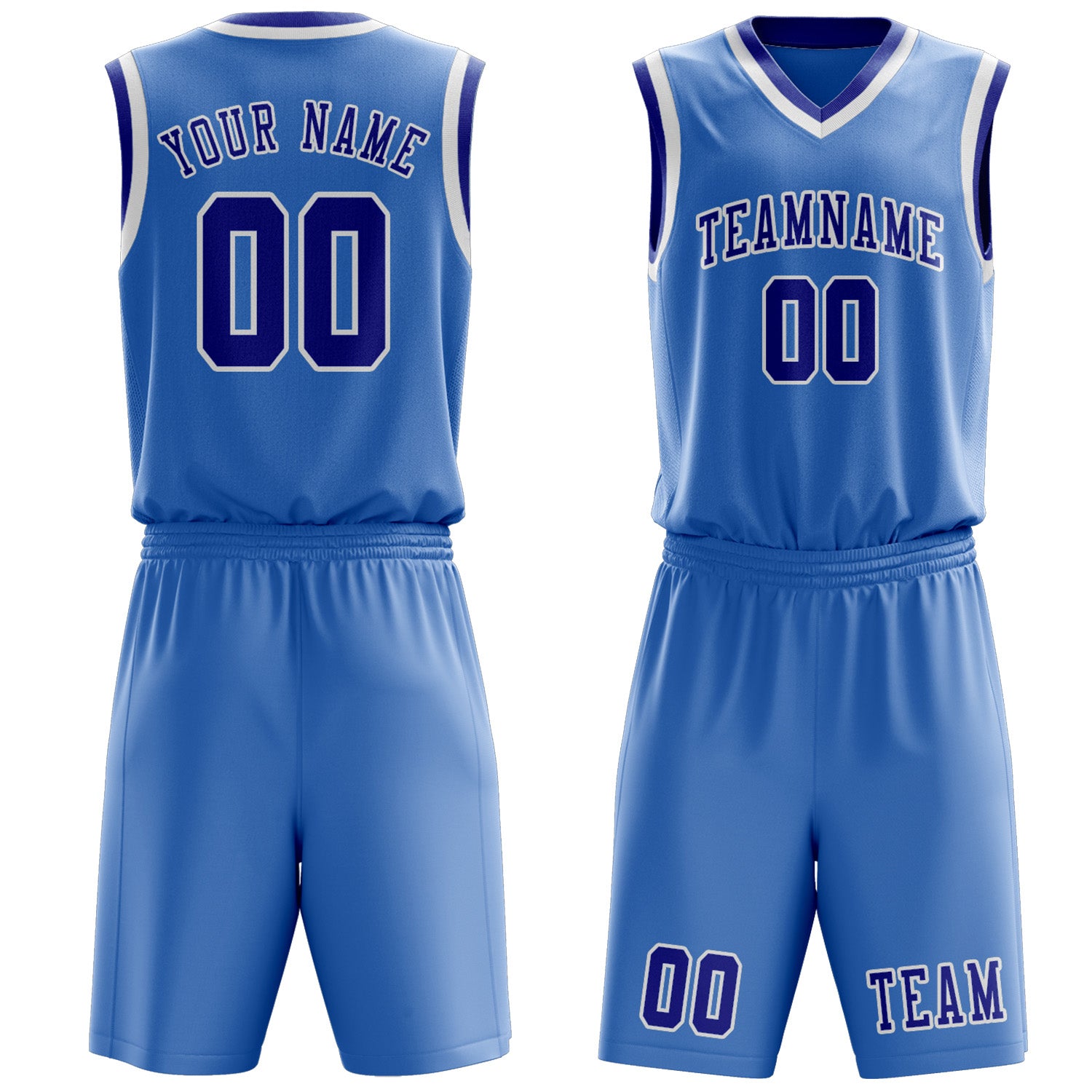 Benutzerdefiniertes Professionelles Hellblau Himmelblau Basketballtrikot-Set