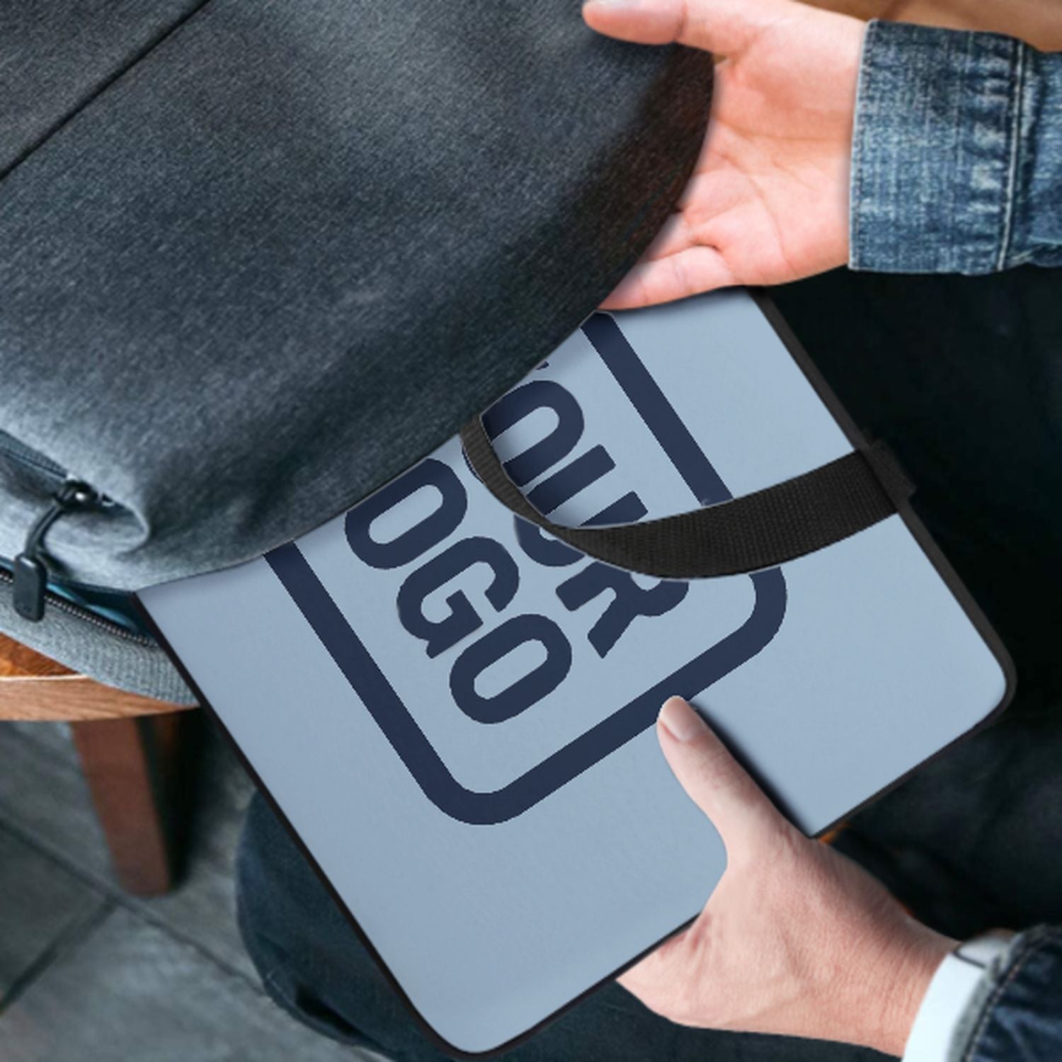 Sac pour ordinateur portable bleu clair personnalisé