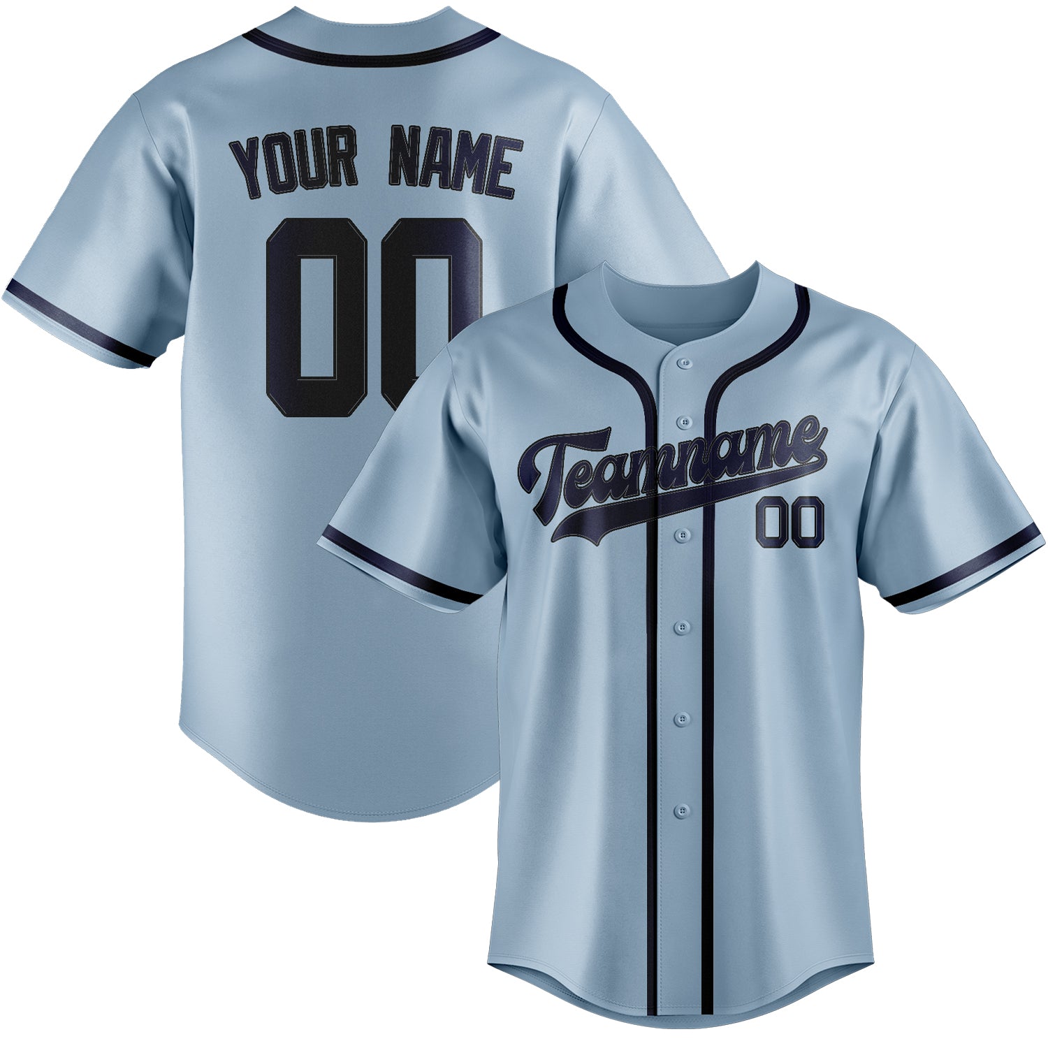 Benutzerdefiniertes Professionelles Hellblau Marineblau Baseballtrikot
