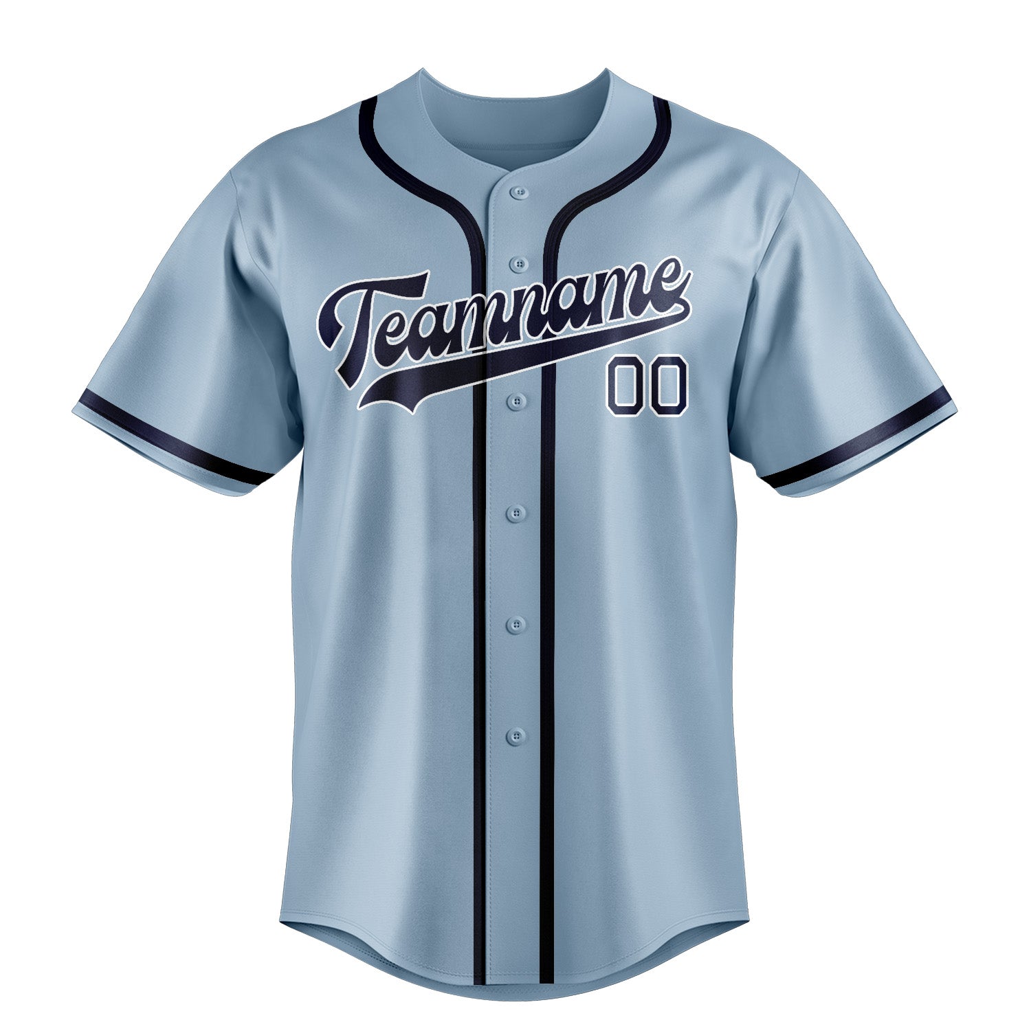 Benutzerdefiniertes Professionelles Hellblau Marineblau Baseballtrikot