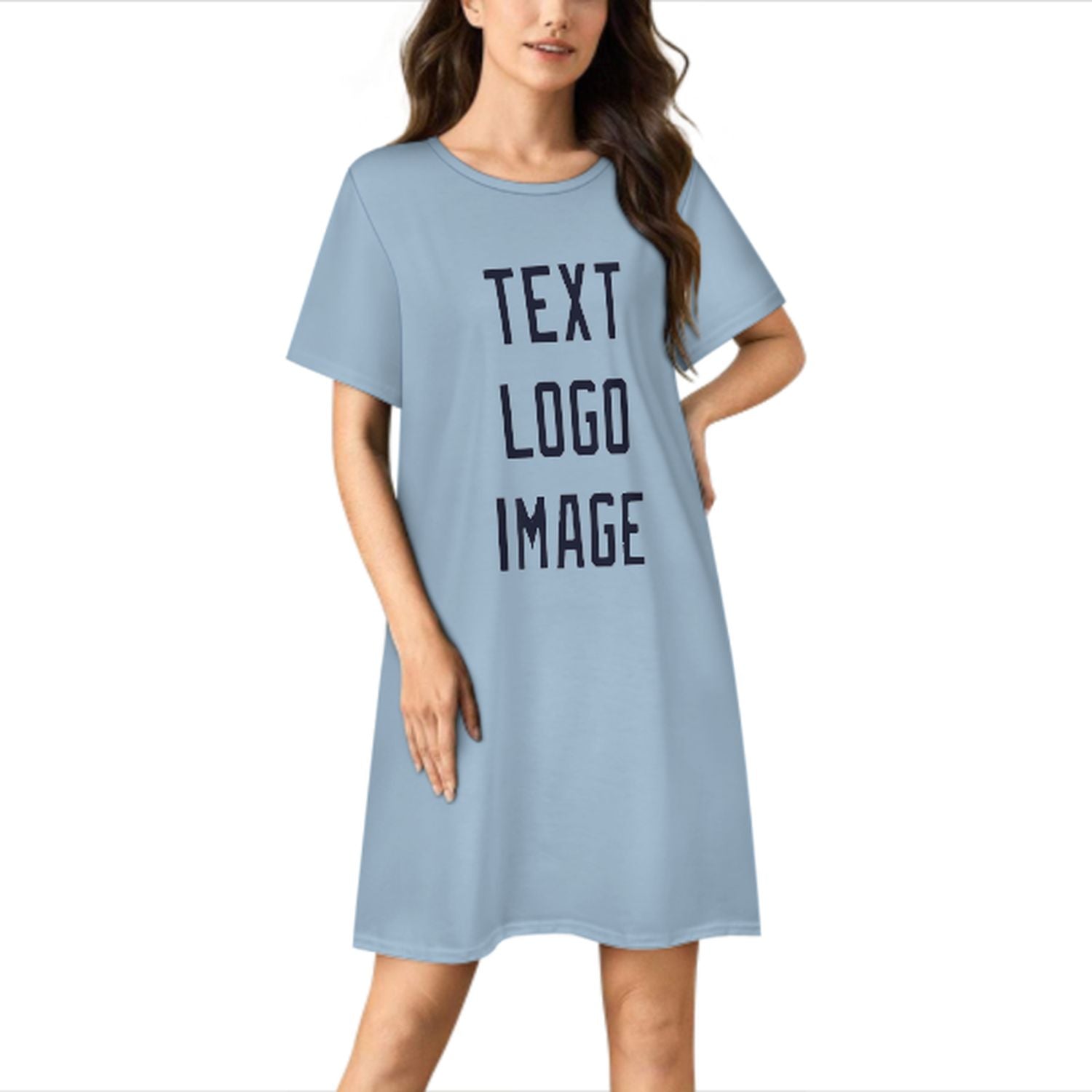 Camicia da notte su misura blu acciaio chiaro