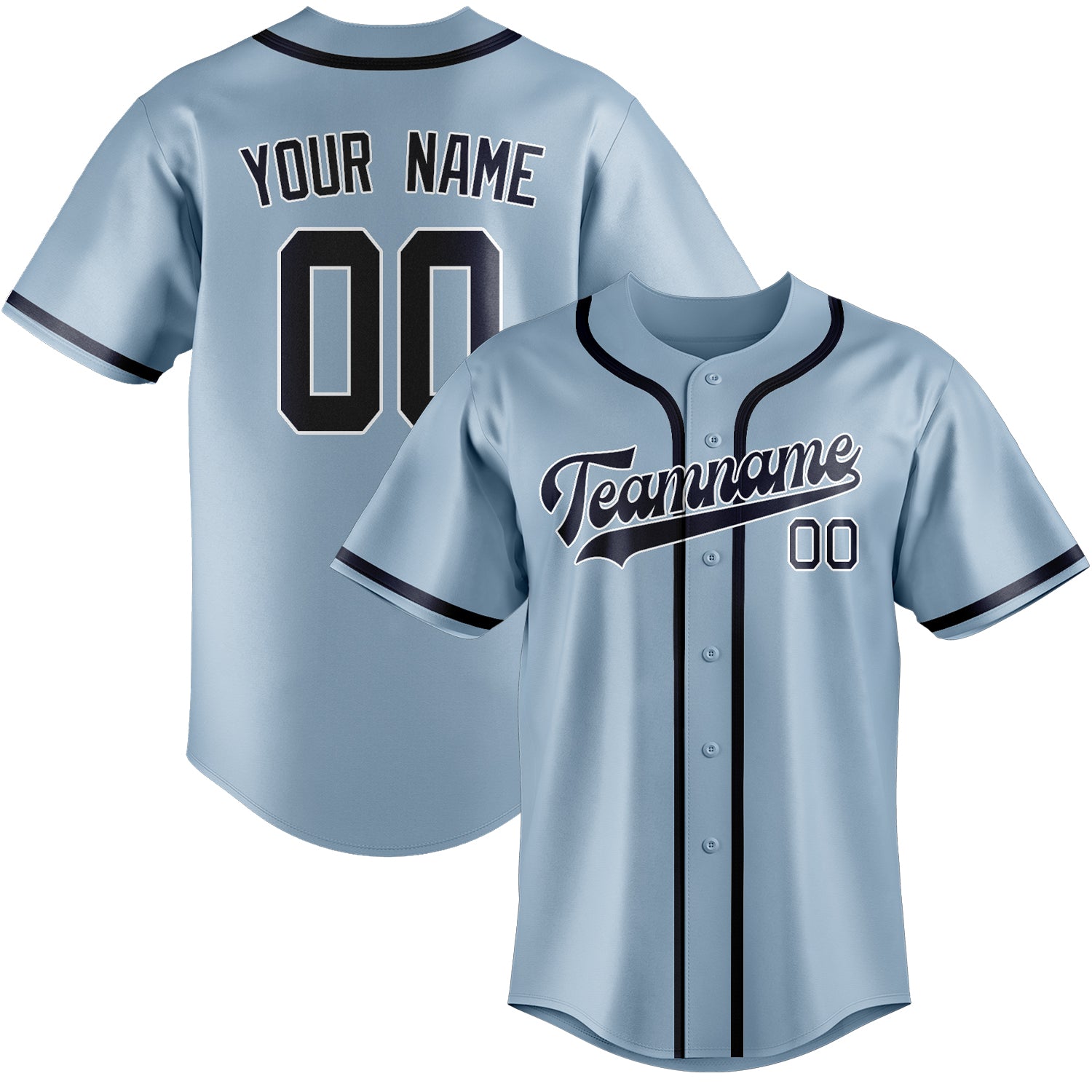 Benutzerdefiniertes Professionelles Hellblau Stahlblau Baseballtrikot