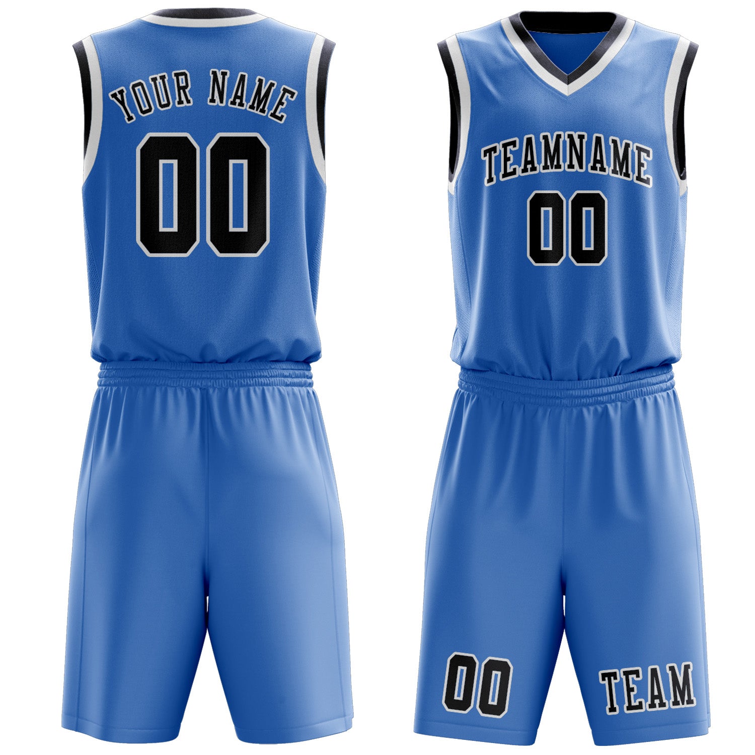 Benutzerdefiniertes Professionelles Hellblau Stahlblau Basketballtrikot-Set