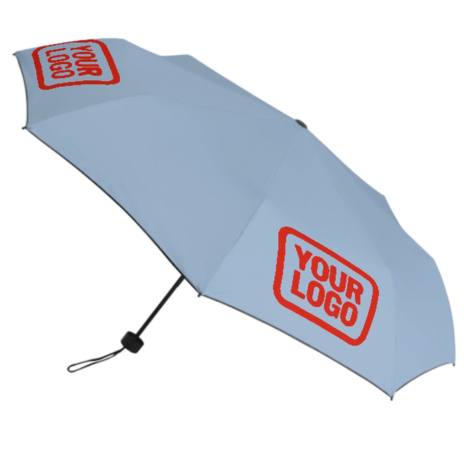 Maßgeschneidertes Hellblau Orangerot Automatik-Regenschirm