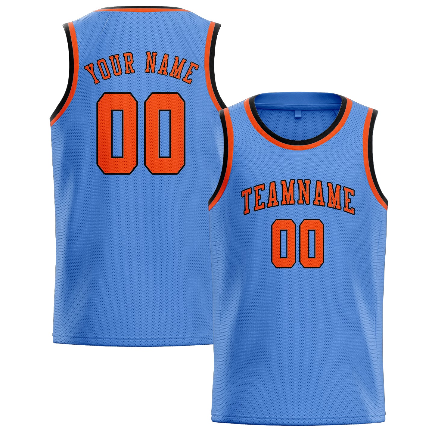 Benutzerdefiniertes Professionelles Hellblau Orangerot Basketballtrikot