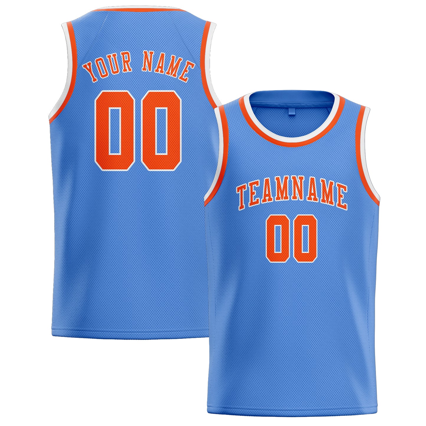 Benutzerdefiniertes Professionelles Hellblau Orangerot Basketballtrikot