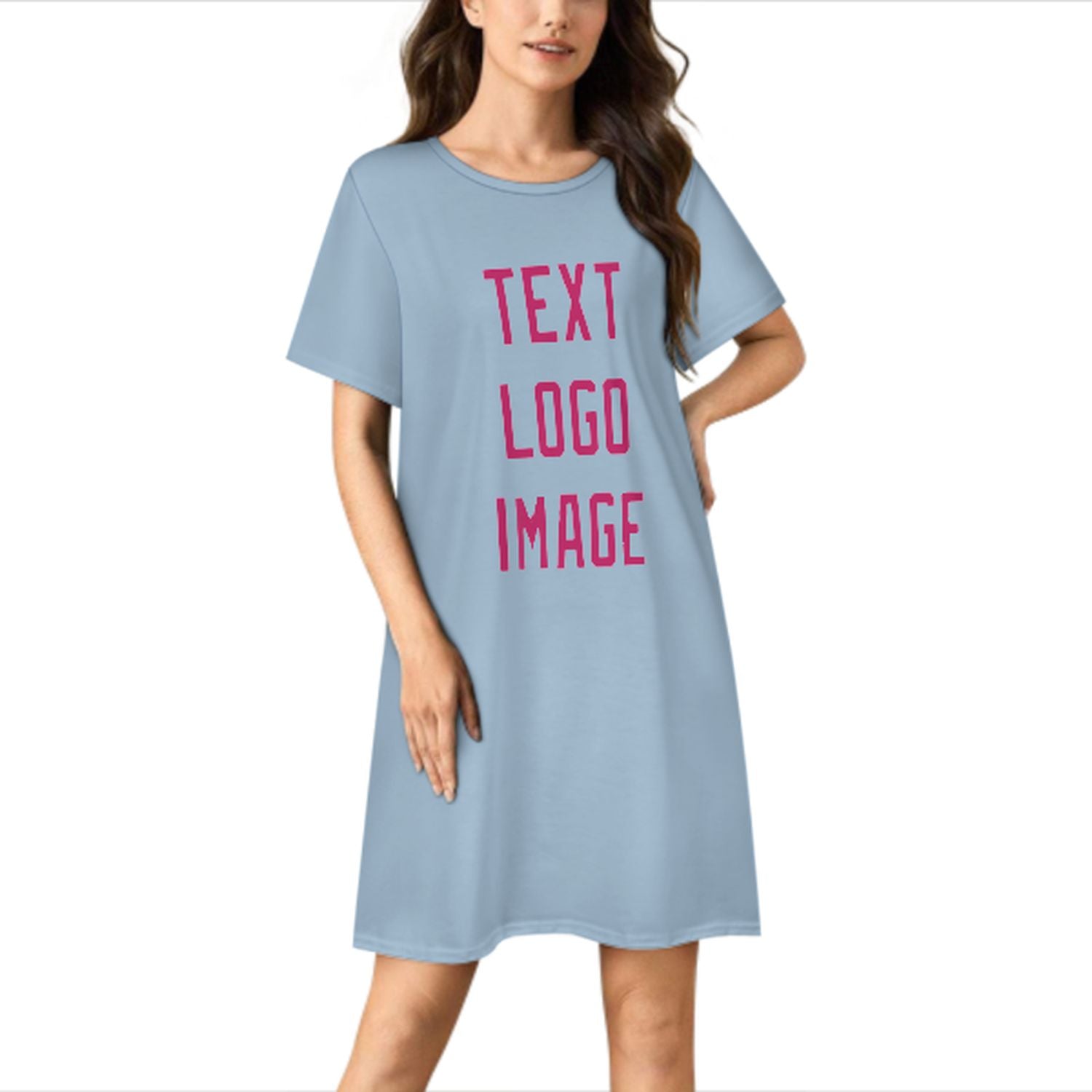 Camicia da notte su misura azzurra e rosa