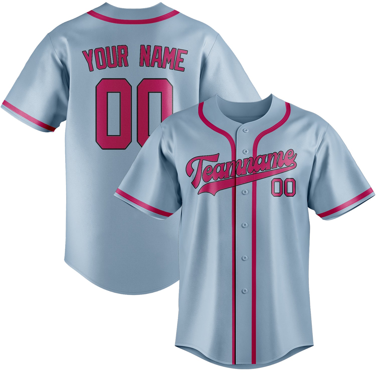 Benutzerdefiniertes Professionelles Hellblau Rosarot Baseballtrikot