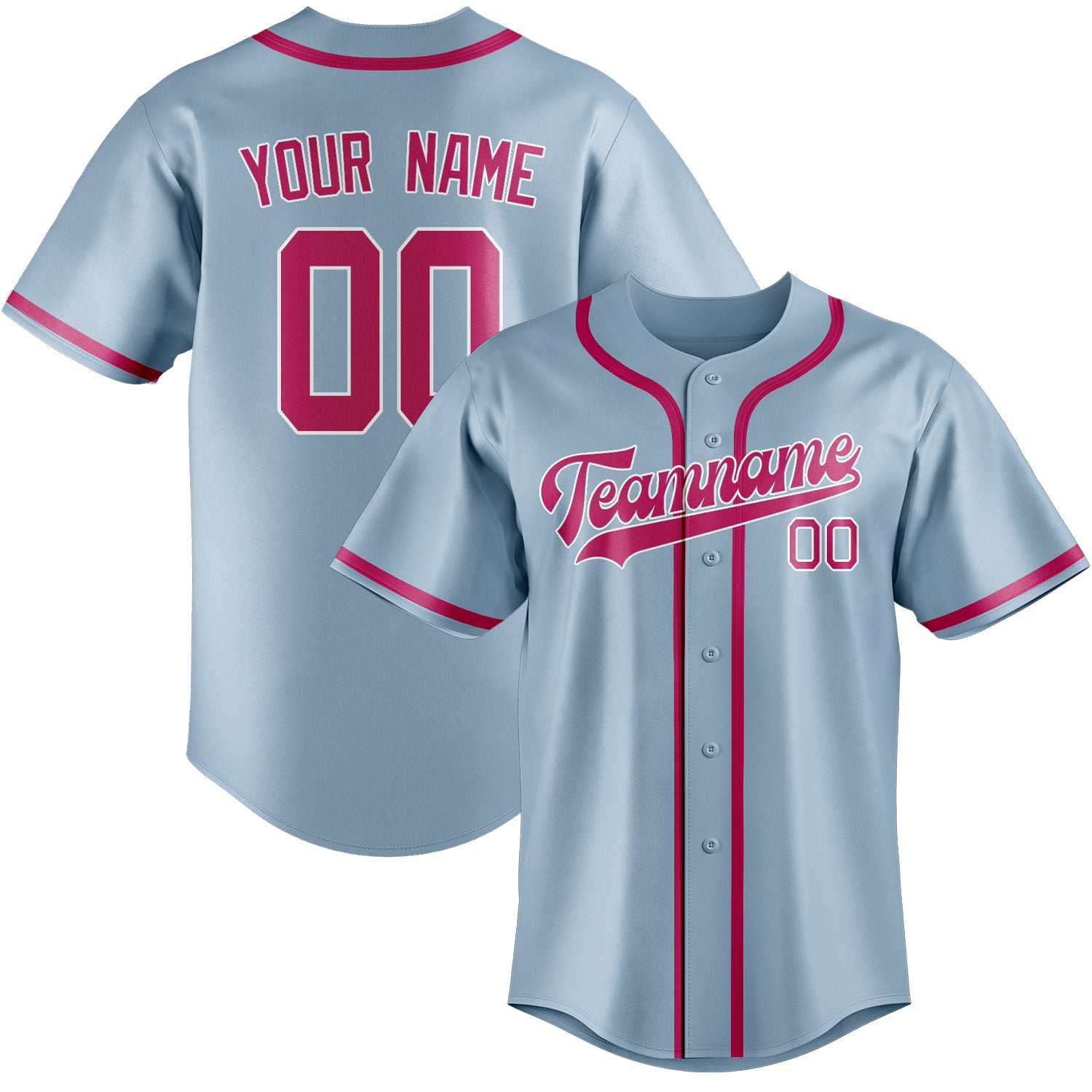 Benutzerdefiniertes Professionelles Hellblau Rosarot Baseballtrikot