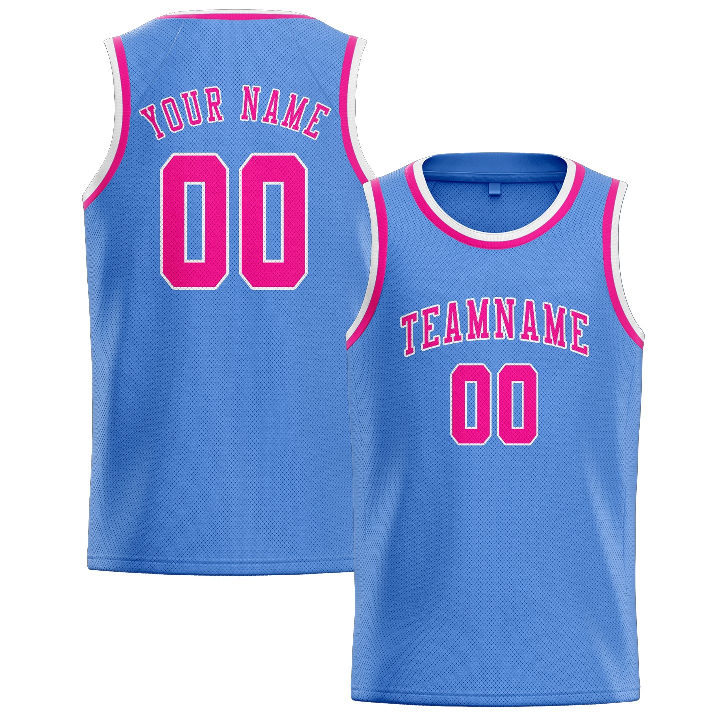 Benutzerdefiniertes Professionelles Hellblau Rosarot Basketballtrikot